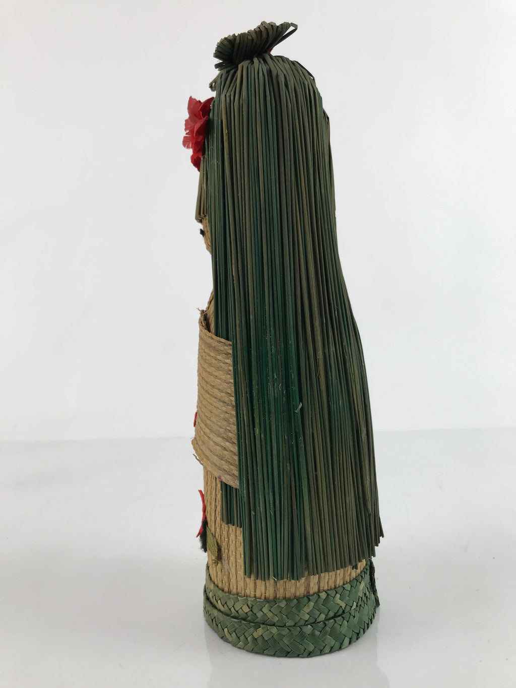 Japanese Straw Kokeshi Doll Figure Vtg Traditional Handmade Toy Flowers KF700