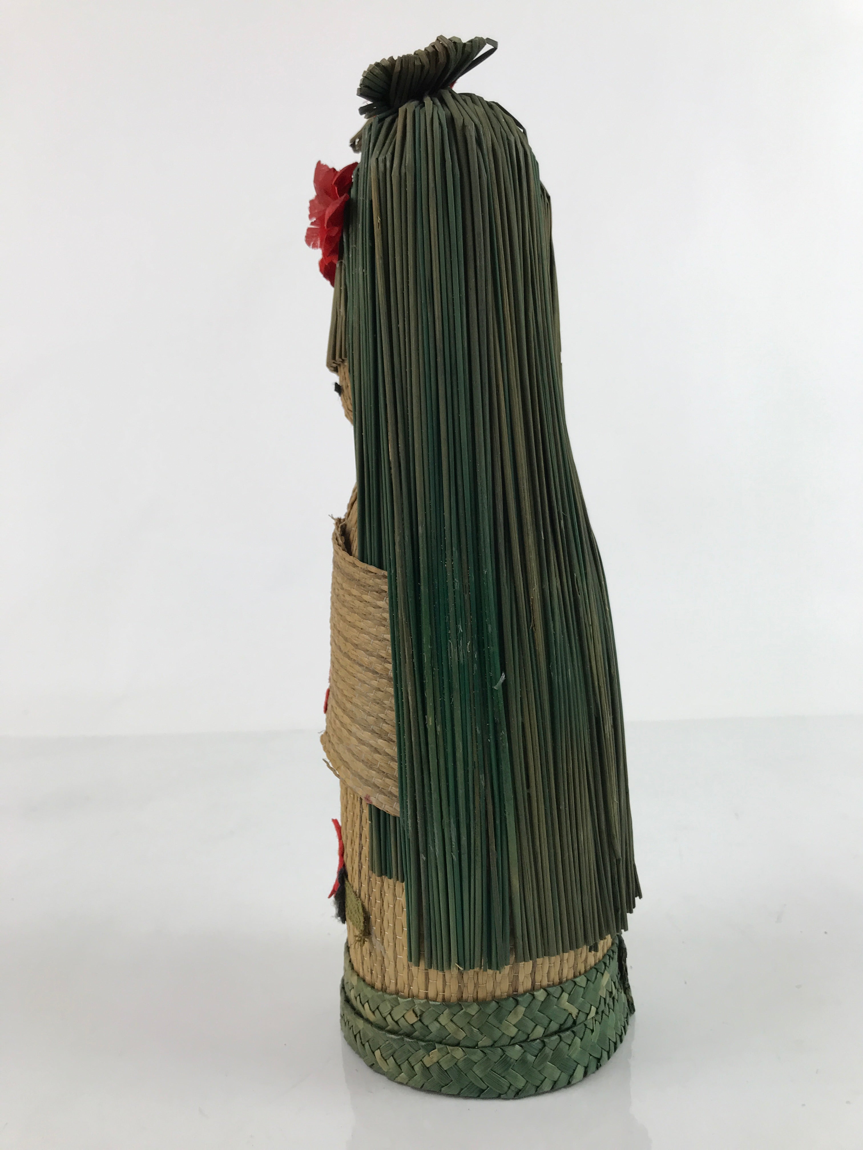 Japanese Straw Kokeshi Doll Figure Vtg Traditional Handmade Toy Flowers KF700