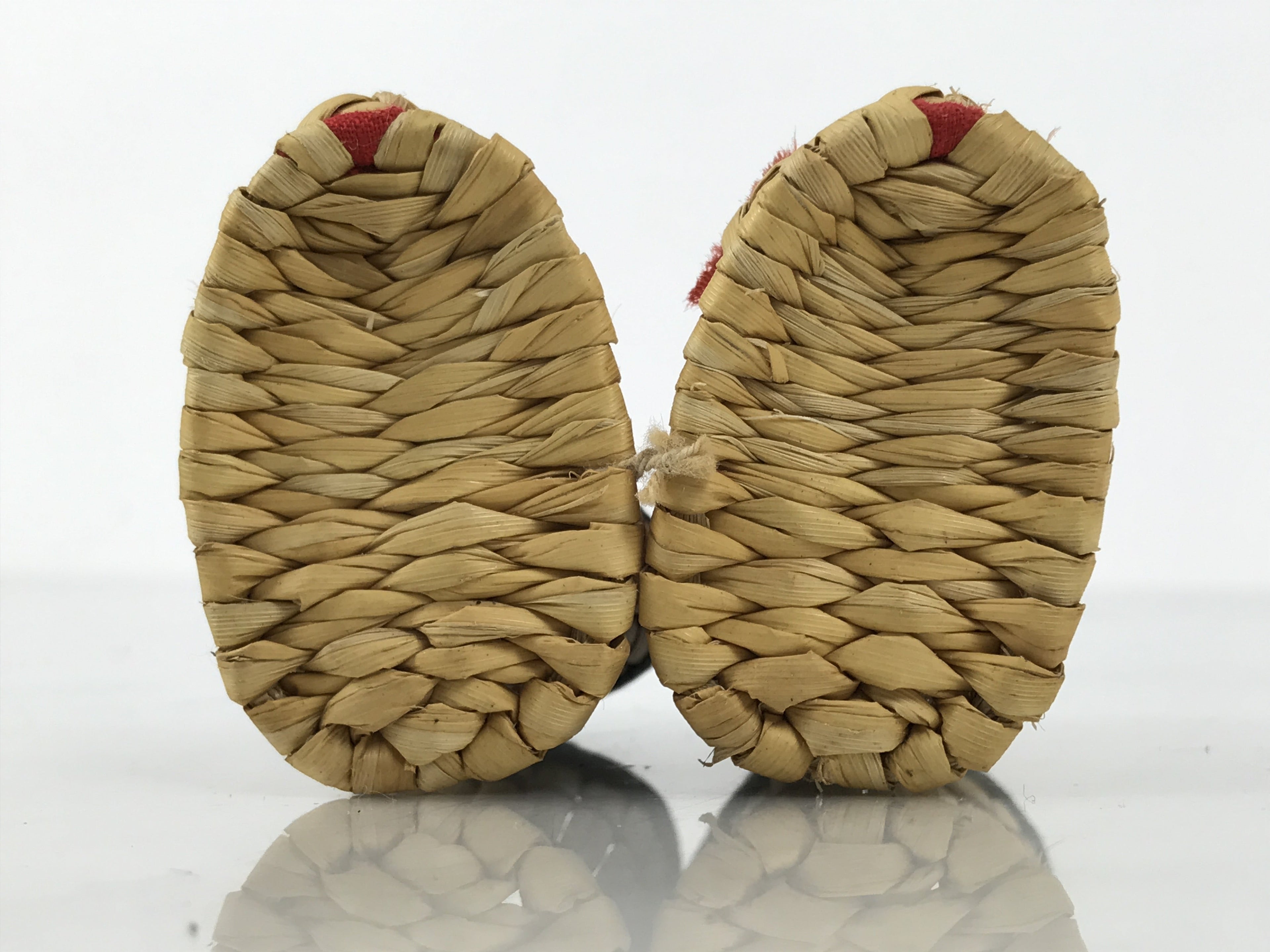 Japanese Straw Kokeshi Doll Vtg Figurine Snow Boots Handmade Ribbon Brown KF797