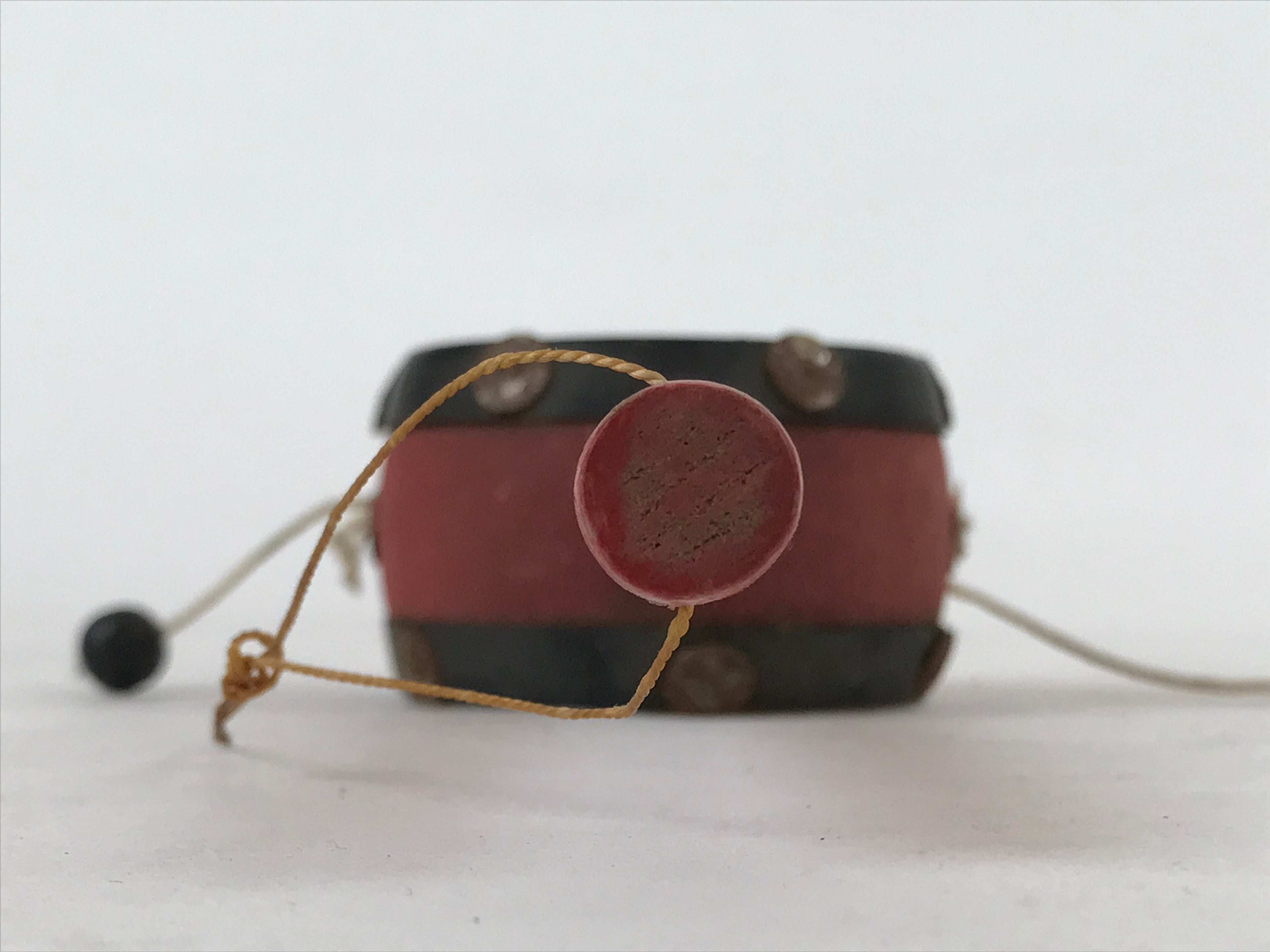 Japanese String Pellet Drum Den-den Daiko Vtg Musical Instrument Red JK657