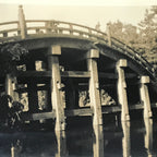 Japanese Sumiyoshi Taisha Taiko Bridge Photograph Vtg Osaka Sepia Tone PH272