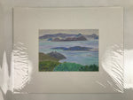 Japanese Sunset Island Seascape Pastel Drawing Art Signed Yoshihiro Hagino FL316