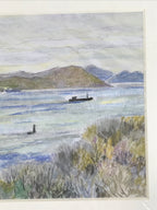 Japanese Suspension Bridge Sunset Pastel Drawing Original Art Unsigned FL329