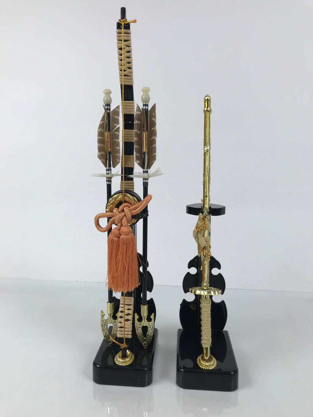 Japanese Sword Bow Arrow Hamayumi Display Stand Vtg Boys Day New Year ID651