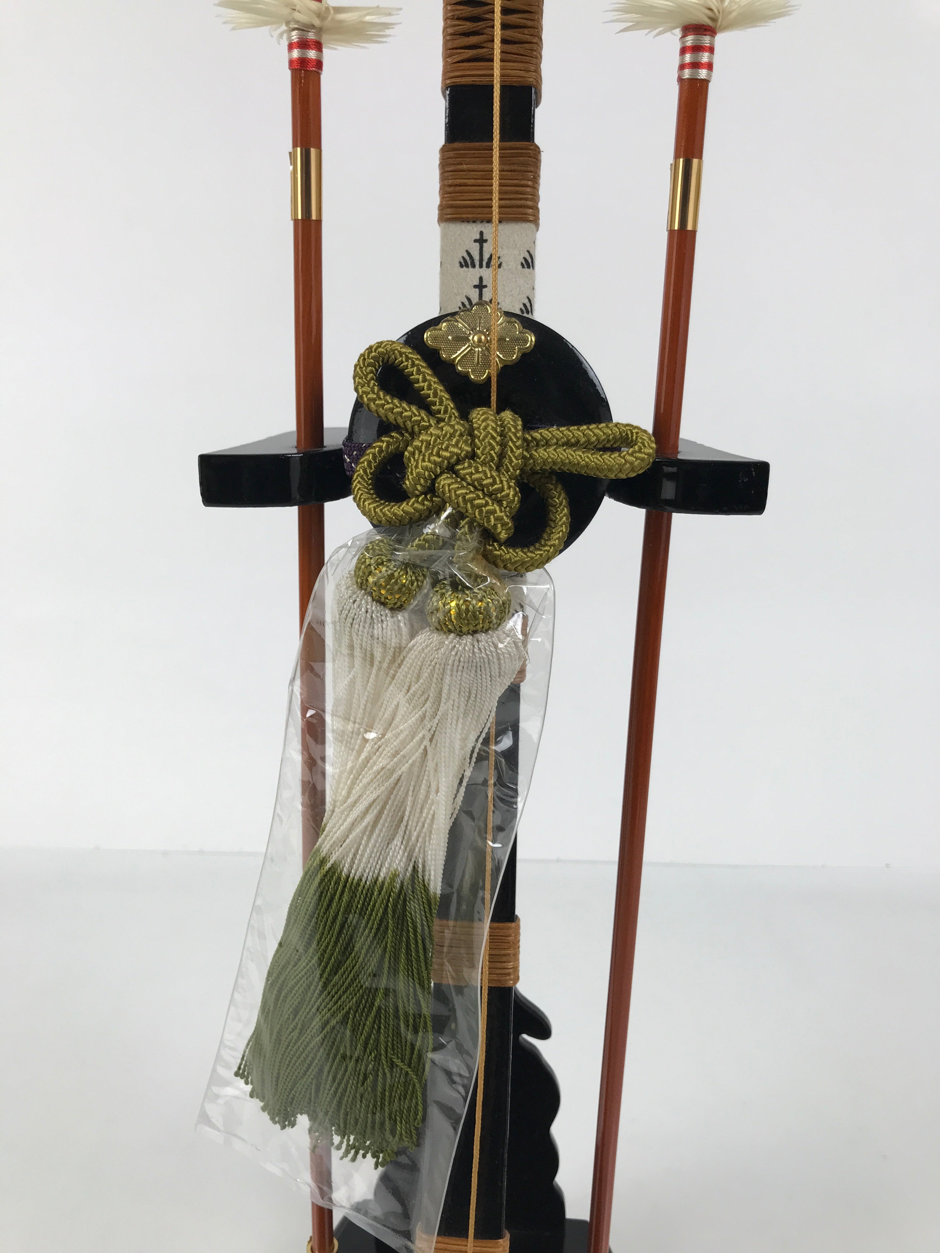 Japanese Sword Bow Arrow Hamayumi Display Stand Vtg Boys Day New Year ID653