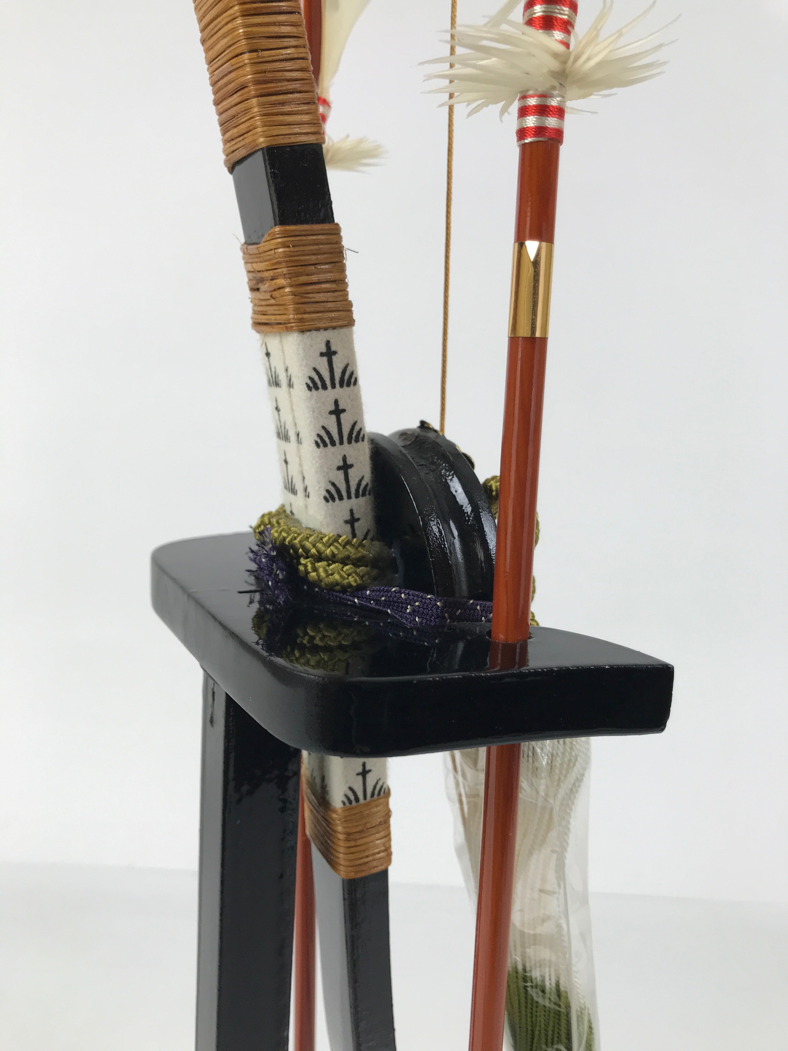 Japanese Sword Bow Arrow Hamayumi Display Stand Vtg Boys Day New Year ID653