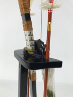 Japanese Sword Bow Arrow Hamayumi Display Stand Vtg Boys Day New Year ID653