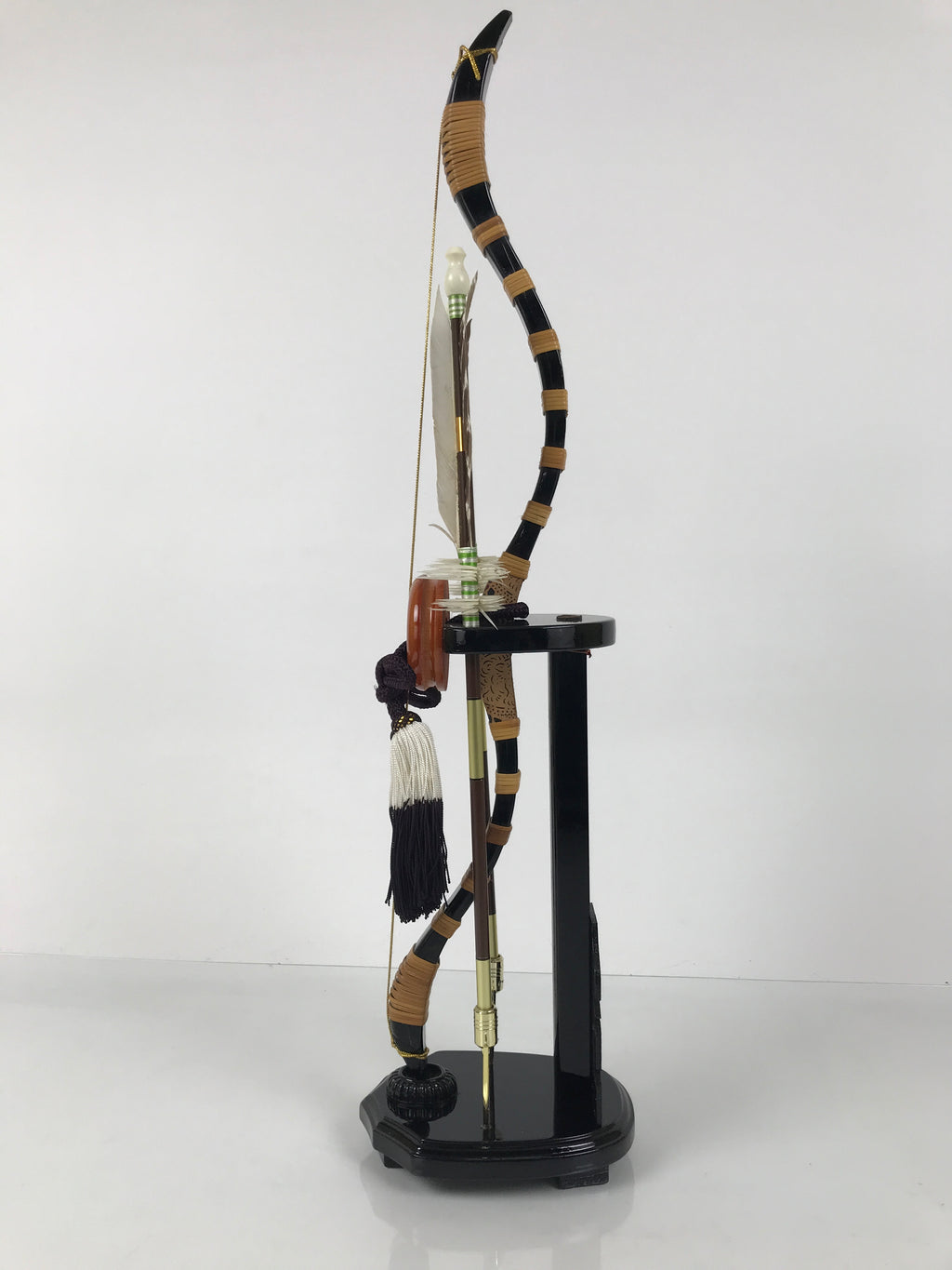 Japanese Sword Bow Arrow Hamayumi Display Stand Vtg Boys Day New Year ID655