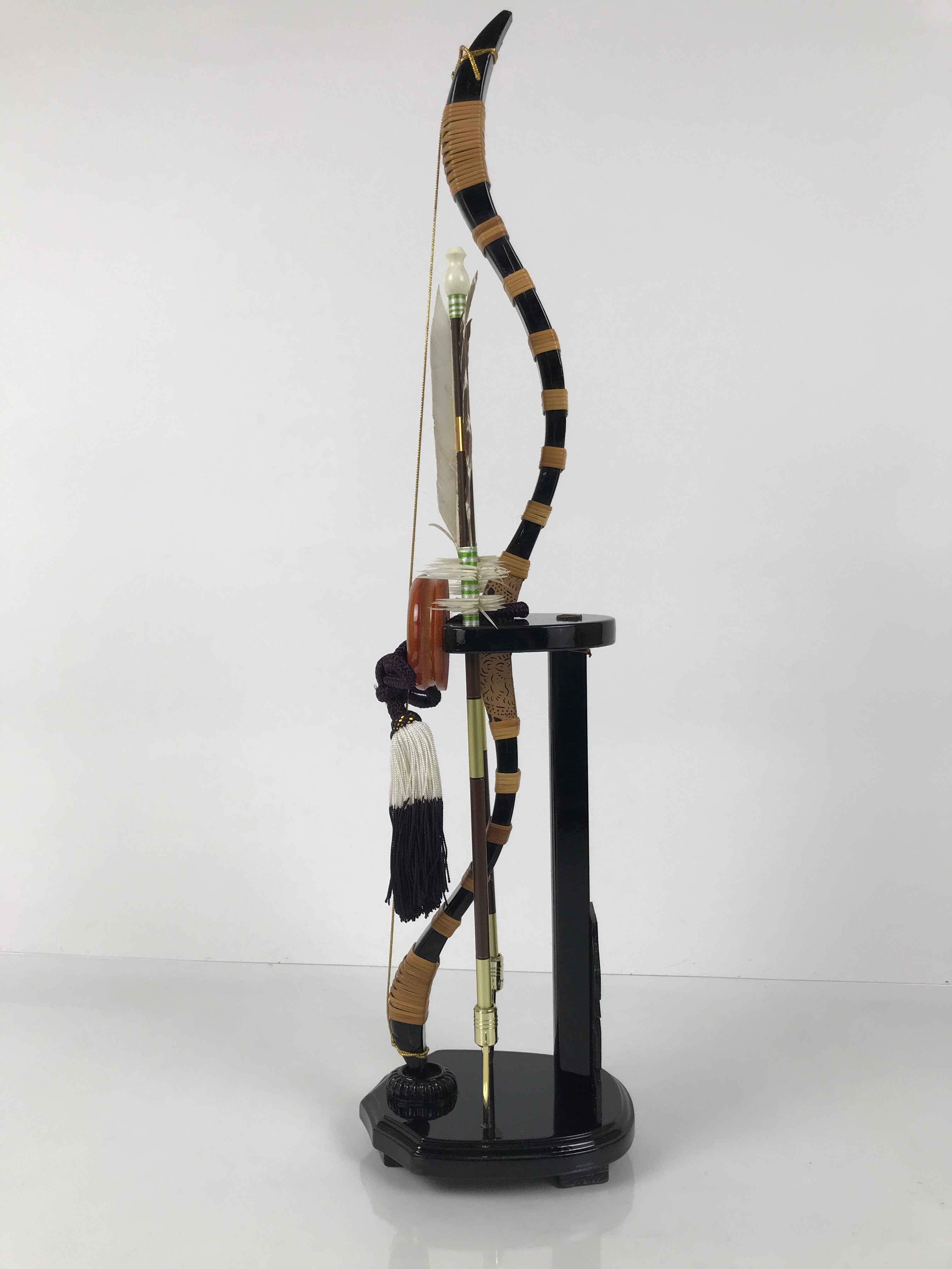 Japanese Sword Bow Arrow Hamayumi Display Stand Vtg Boys Day New Year ID655