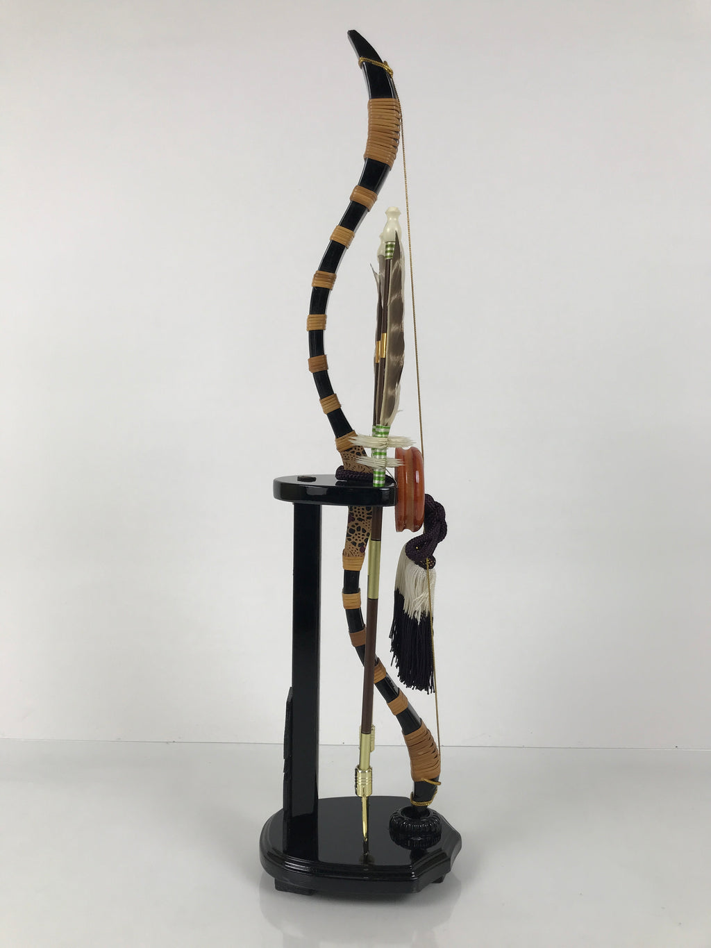 Japanese Sword Bow Arrow Hamayumi Display Stand Vtg Boys Day New Year ID655