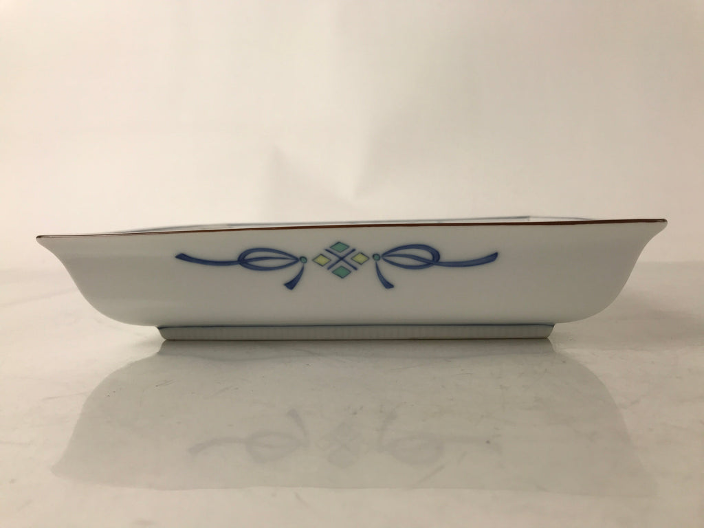Japanese Tachikichi Ceramic Serving Dish Vtg Square Sometsuke Flower Fruit Y249