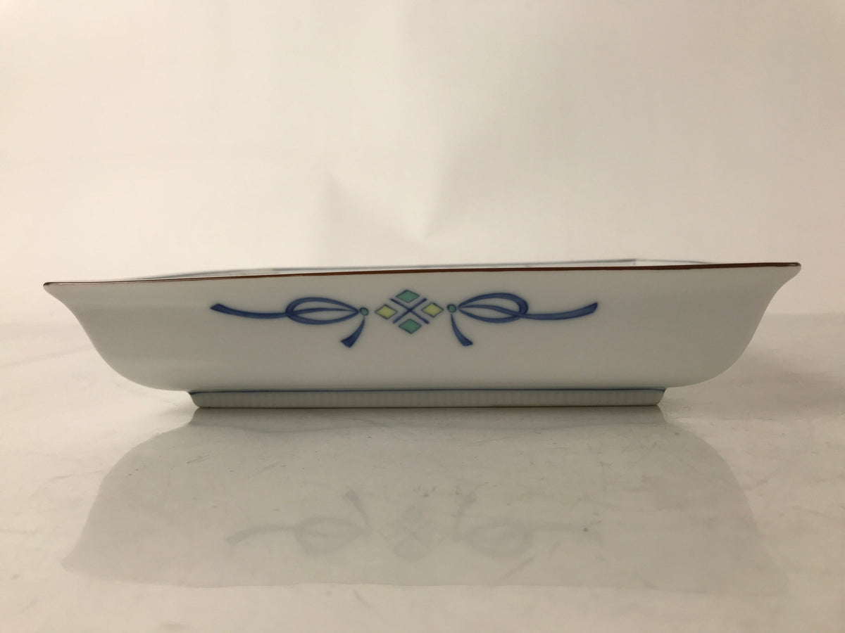 Japanese Tachikichi Ceramic Serving Dish Vtg Square Sometsuke Flower Fruit Y249