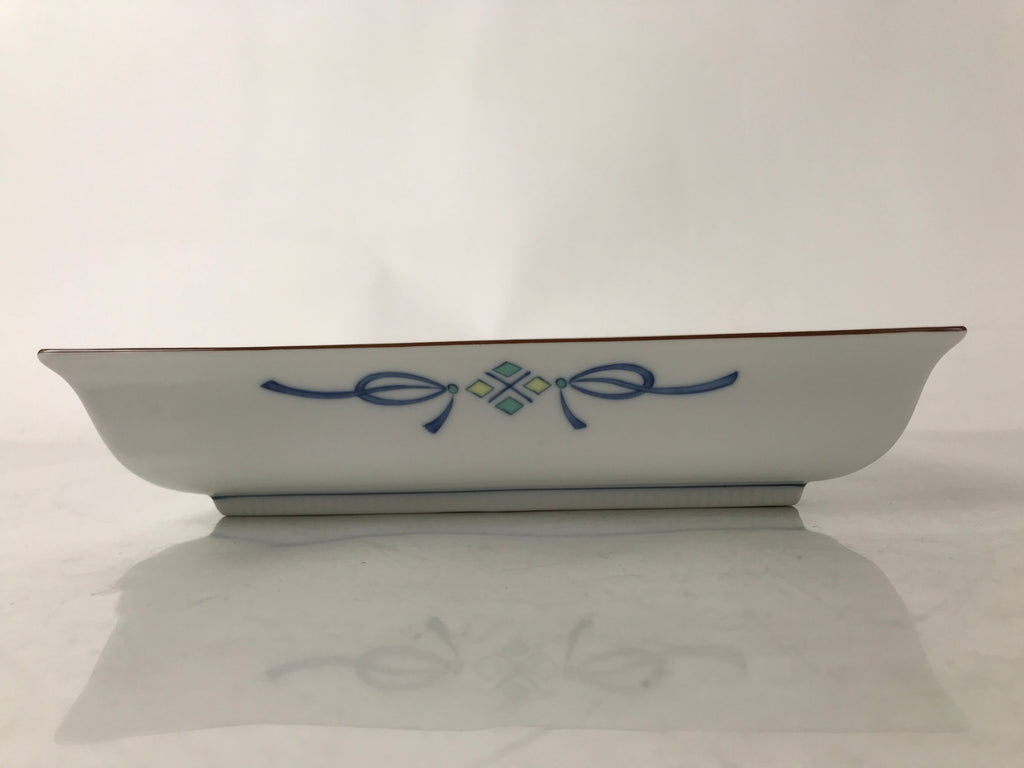 Japanese Tachikichi Ceramic Serving Dish Vtg Square Sometsuke Flower Fruit Y249