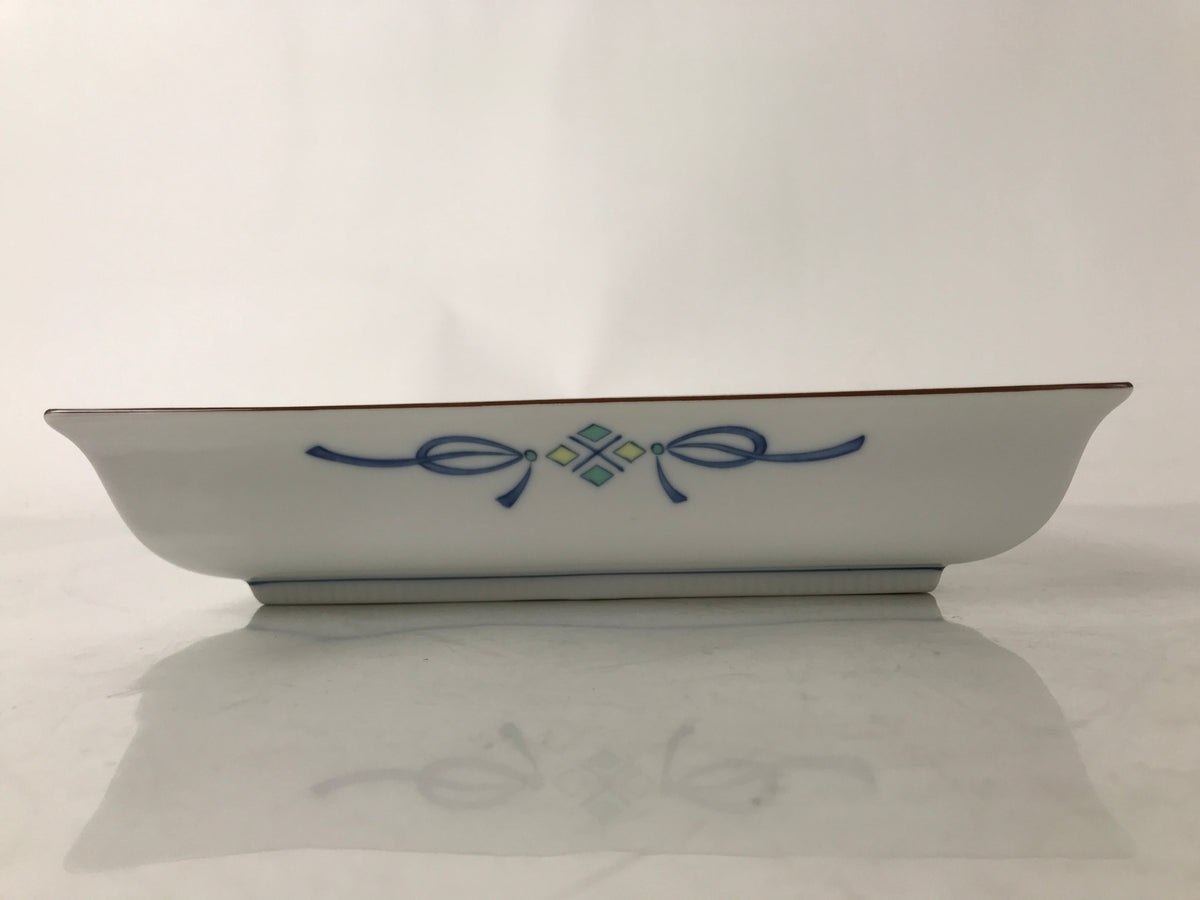 Japanese Tachikichi Ceramic Serving Dish Vtg Square Sometsuke Flower Fruit Y249