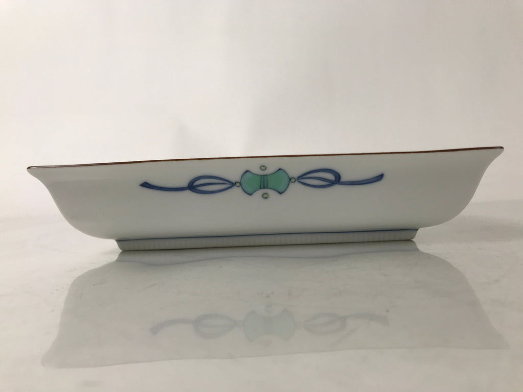 Japanese Tachikichi Ceramic Serving Dish Vtg Square Sometsuke Flower Fruit Y249