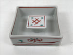 Japanese Tachikichi Porcelain Square Ashtray Vtg Haizara White Red Green Y425