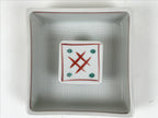 Japanese Tachikichi Porcelain Square Ashtray Vtg Haizara White Red Green Y425