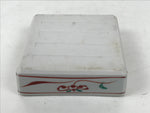 Japanese Tachikichi Porcelain Square Ashtray Vtg Haizara White Red Green Y425