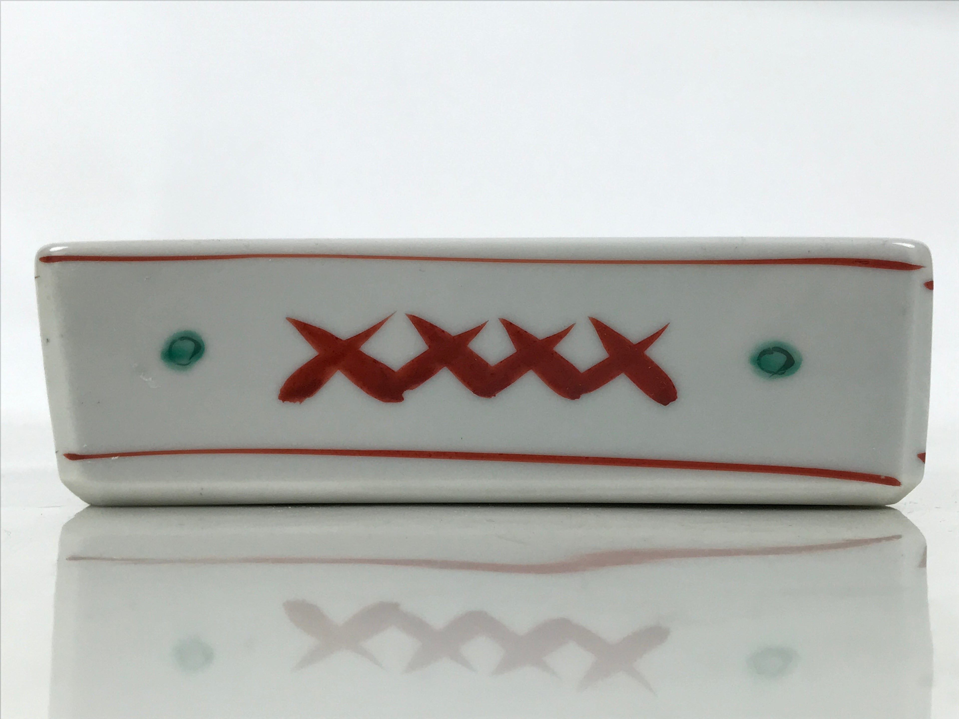 Japanese Tachikichi Porcelain Square Ashtray Vtg Haizara White Red Green Y425