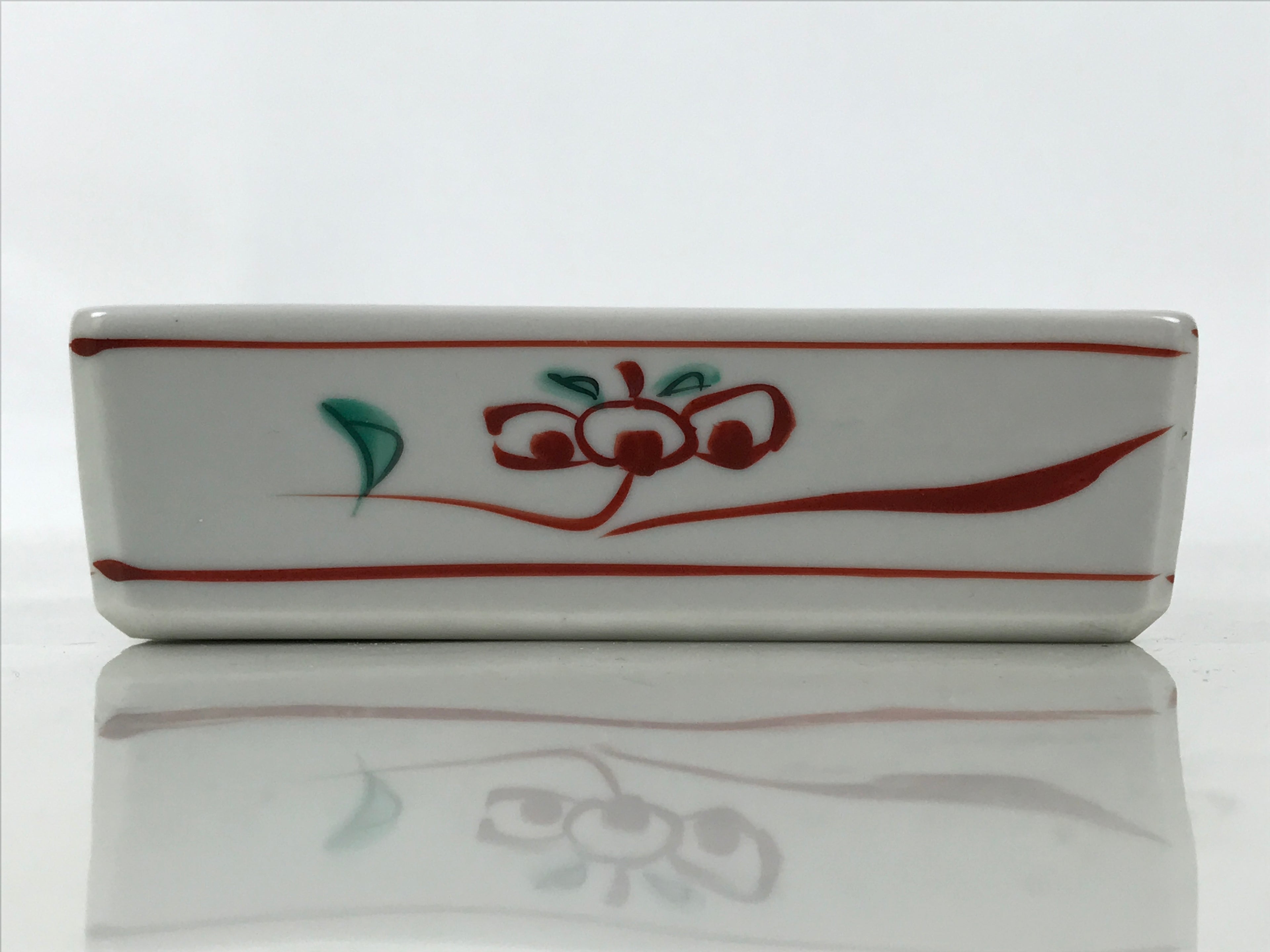 Japanese Tachikichi Porcelain Square Ashtray Vtg Haizara White Red Green Y425