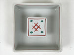 Japanese Tachikichi Porcelain Square Ashtray Vtg Haizara White Red Green Y426