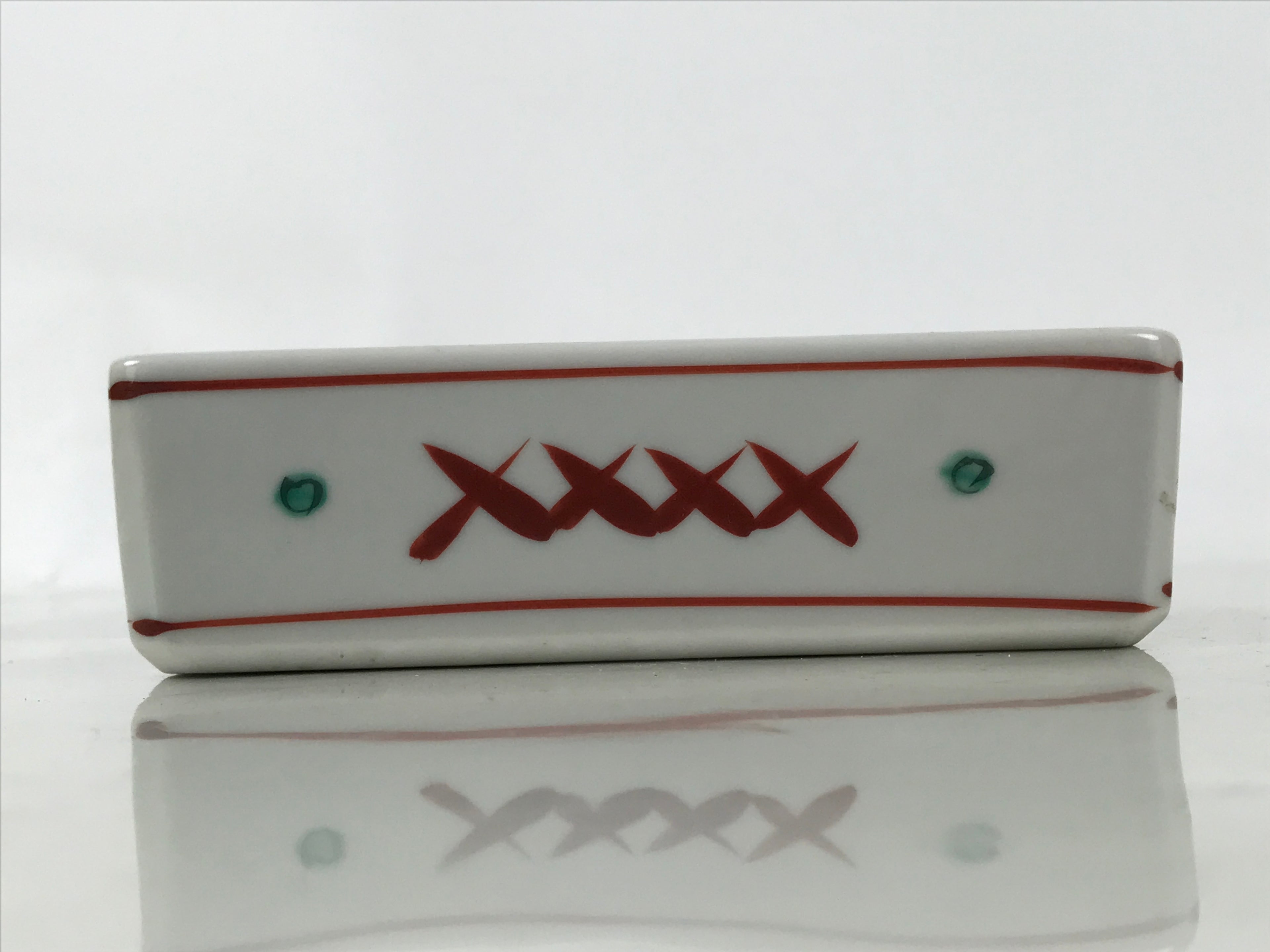 Japanese Tachikichi Porcelain Square Ashtray Vtg Haizara White Red Green Y426
