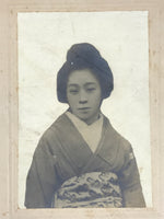 Japanese Taisho Young Woman Funeral Portrait Photograph Kimono Black White PH90