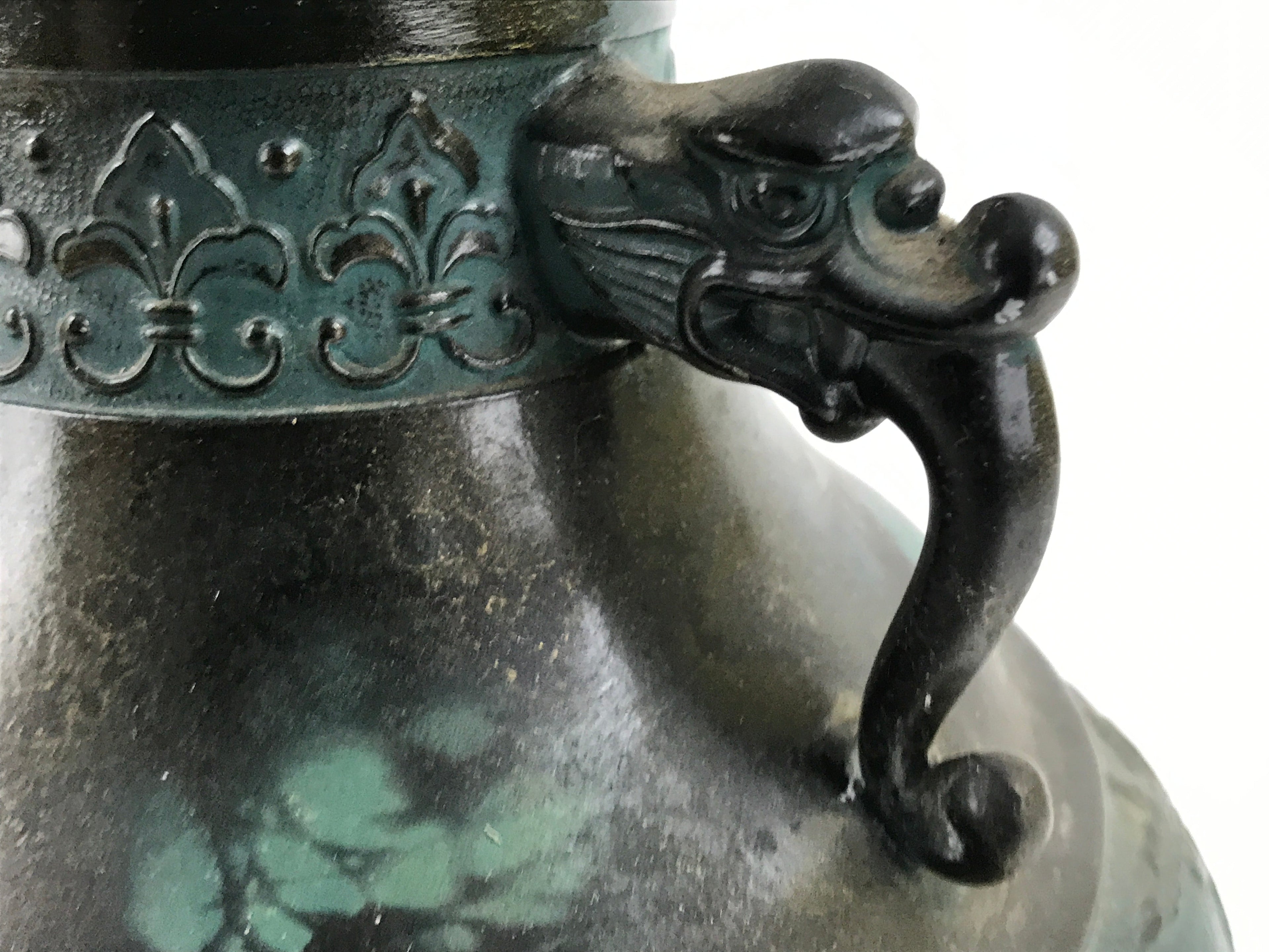Japanese Takaoka Bronze Metal Flower Vase Vtg Ikebana Kabin Phoenix Ho-oh FK112