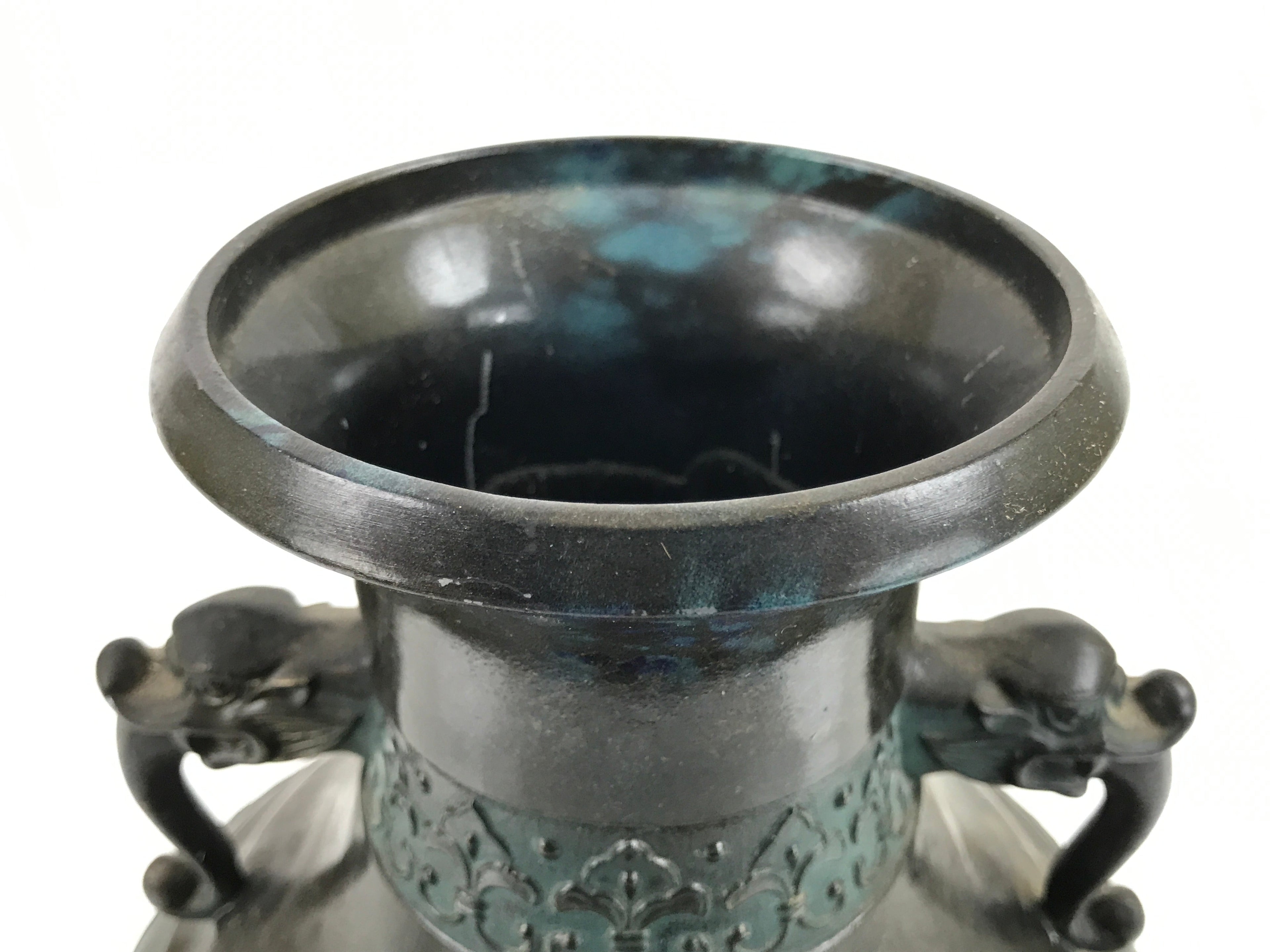 Japanese Takaoka Bronze Metal Flower Vase Vtg Ikebana Kabin Phoenix Ho-oh FK112