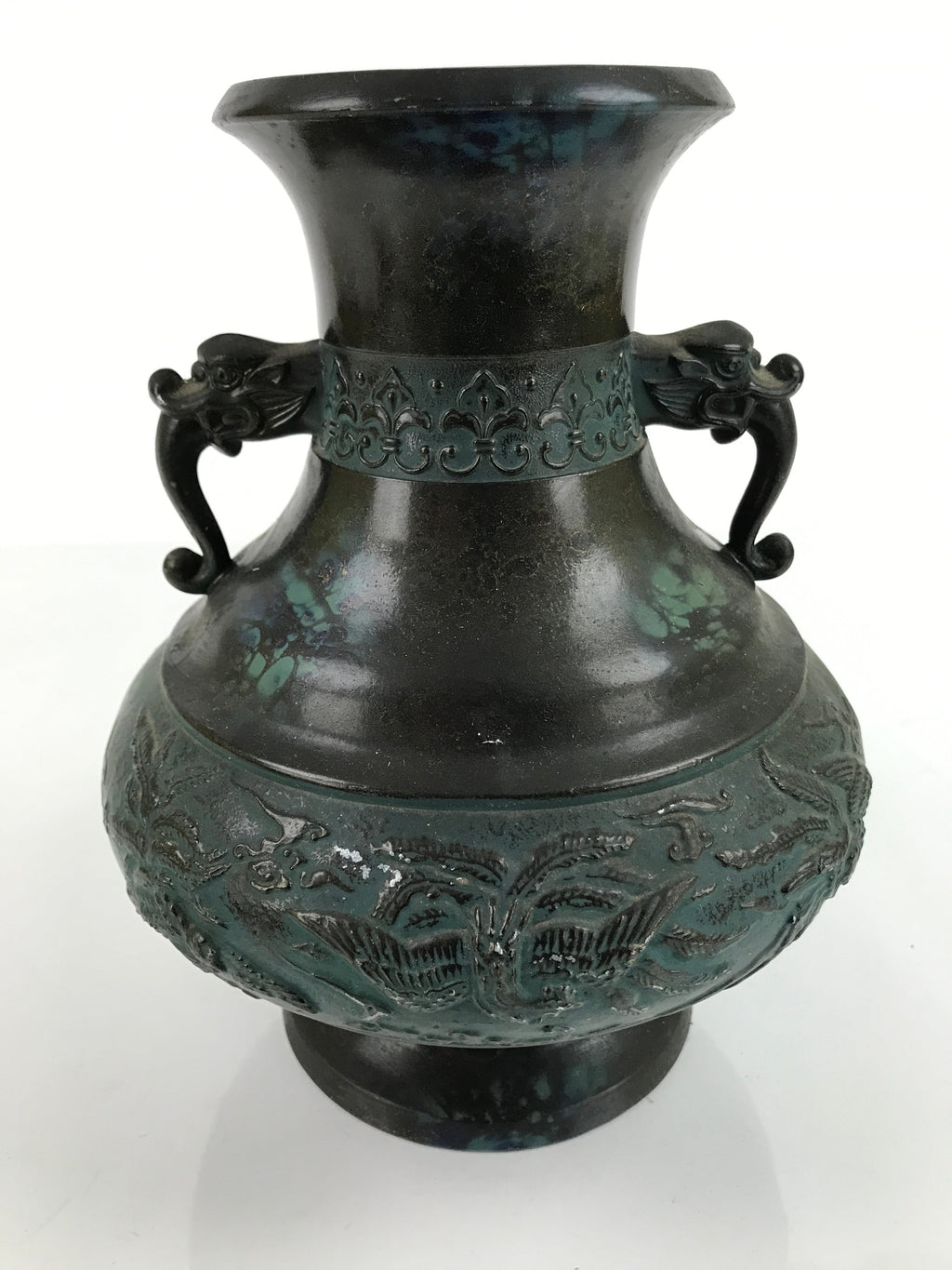 Japanese Takaoka Bronze Metal Flower Vase Vtg Ikebana Kabin Phoenix Ho-oh FK112