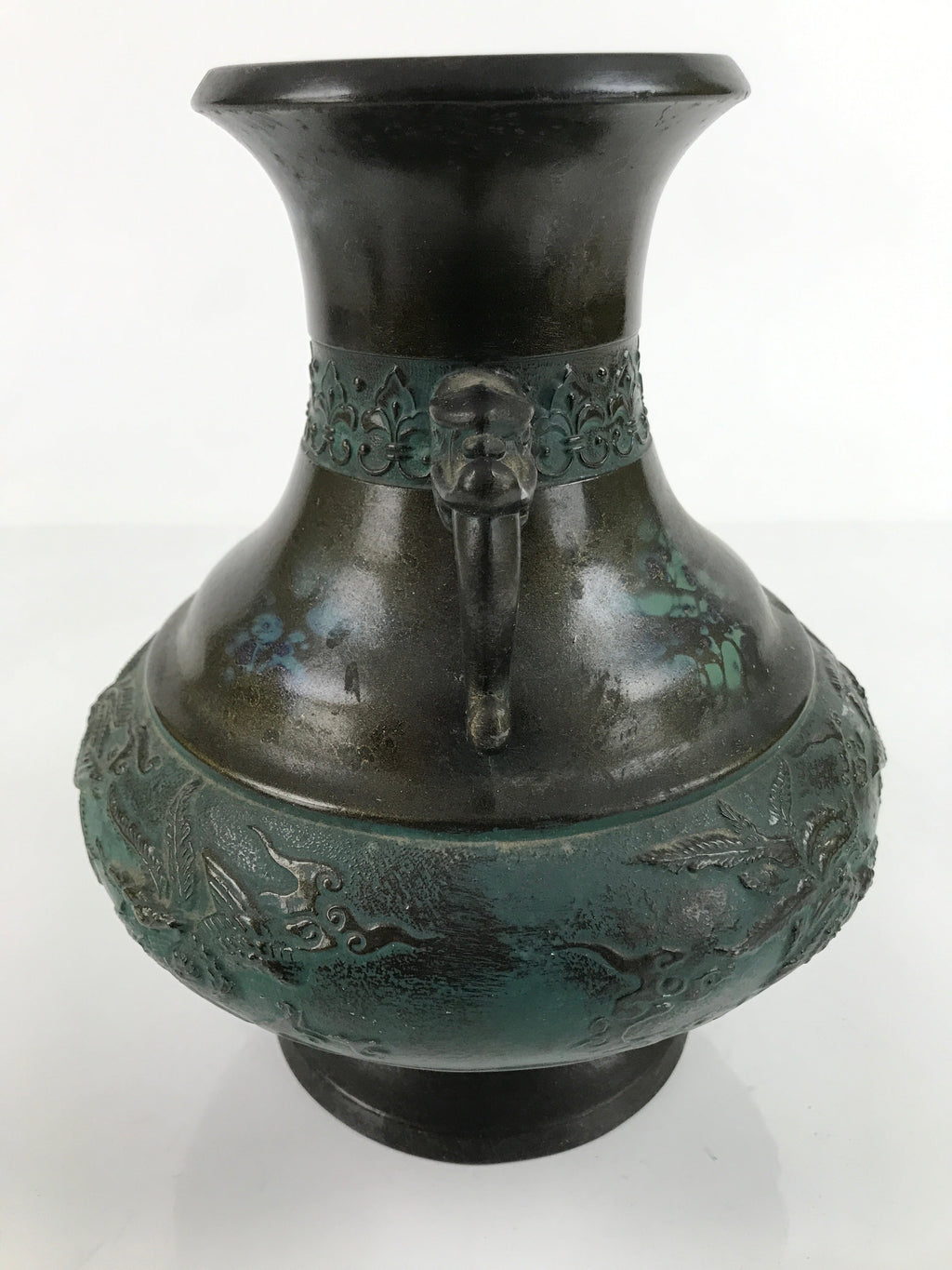 Japanese Takaoka Bronze Metal Flower Vase Vtg Ikebana Kabin Phoenix Ho-oh FK112
