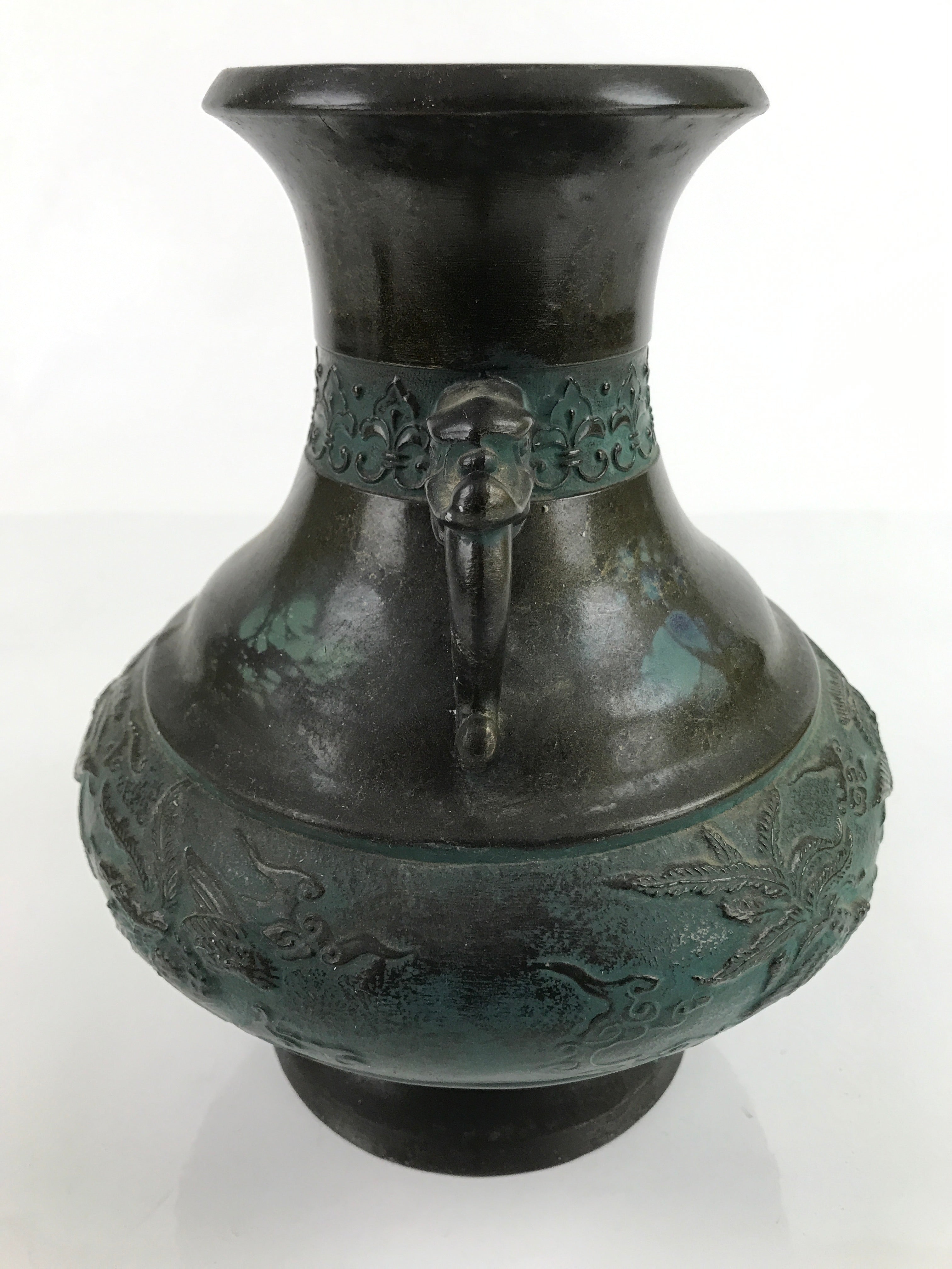 Japanese Takaoka Bronze Metal Flower Vase Vtg Ikebana Kabin Phoenix Ho-oh FK112