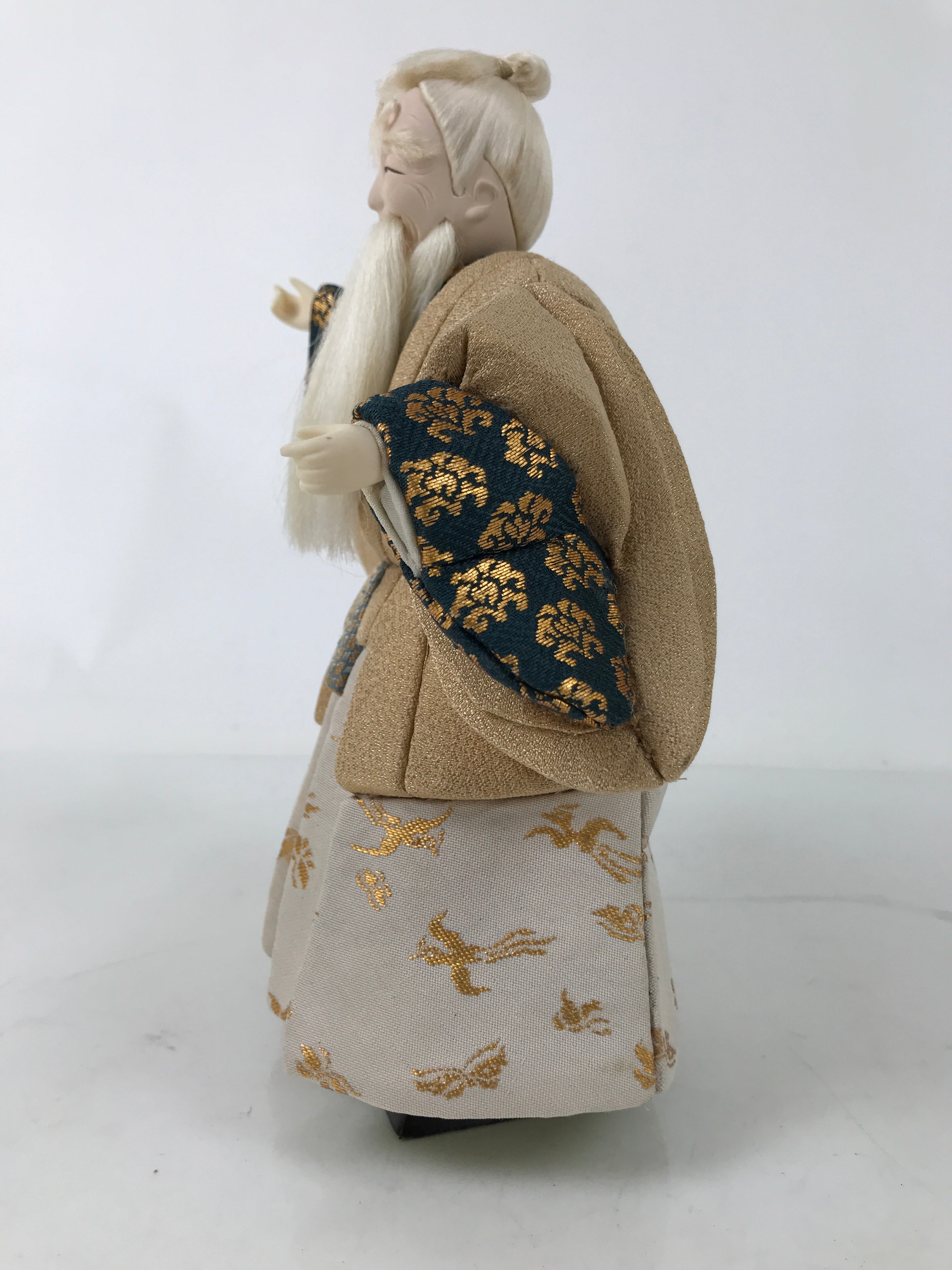 Japanese Takasago Doll Old Man Vtg Gogatsu Ningyo Kimekomi Green Gold ID608