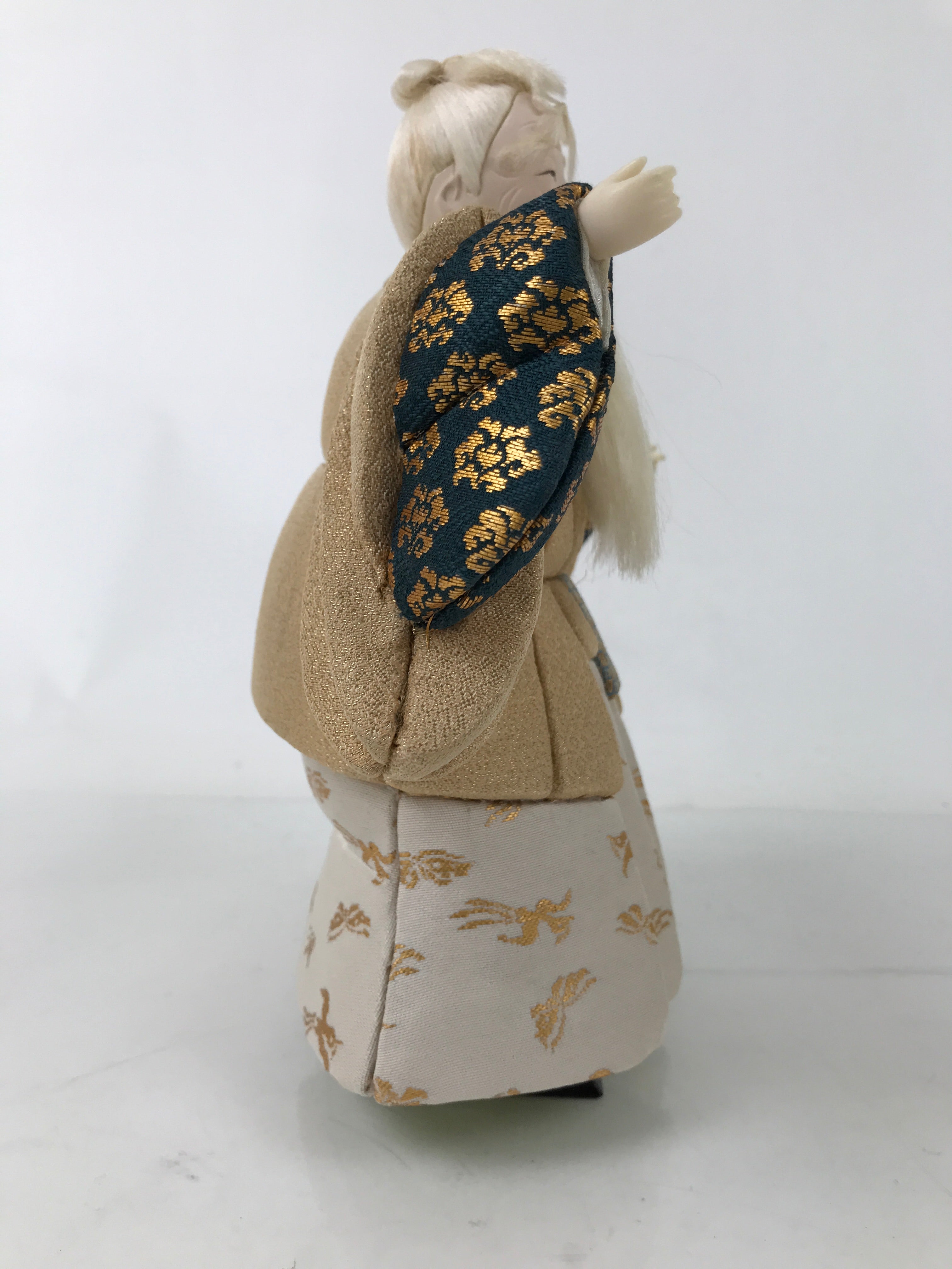 Japanese Takasago Doll Old Man Vtg Gogatsu Ningyo Kimekomi Green Gold ID608