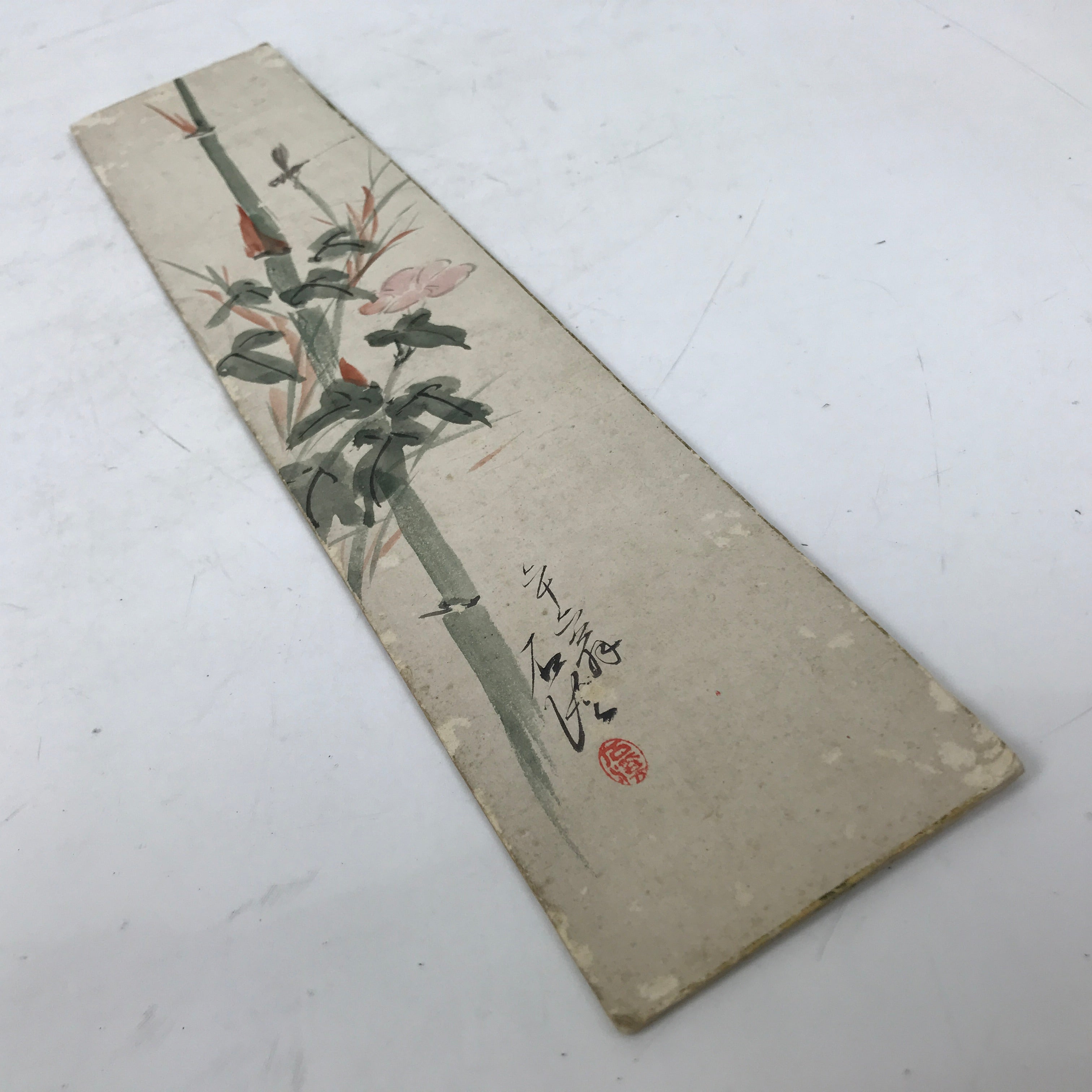 Japanese Tanzaku Shikishi Art Board Bamboo Pink Flower Morning Glory A733