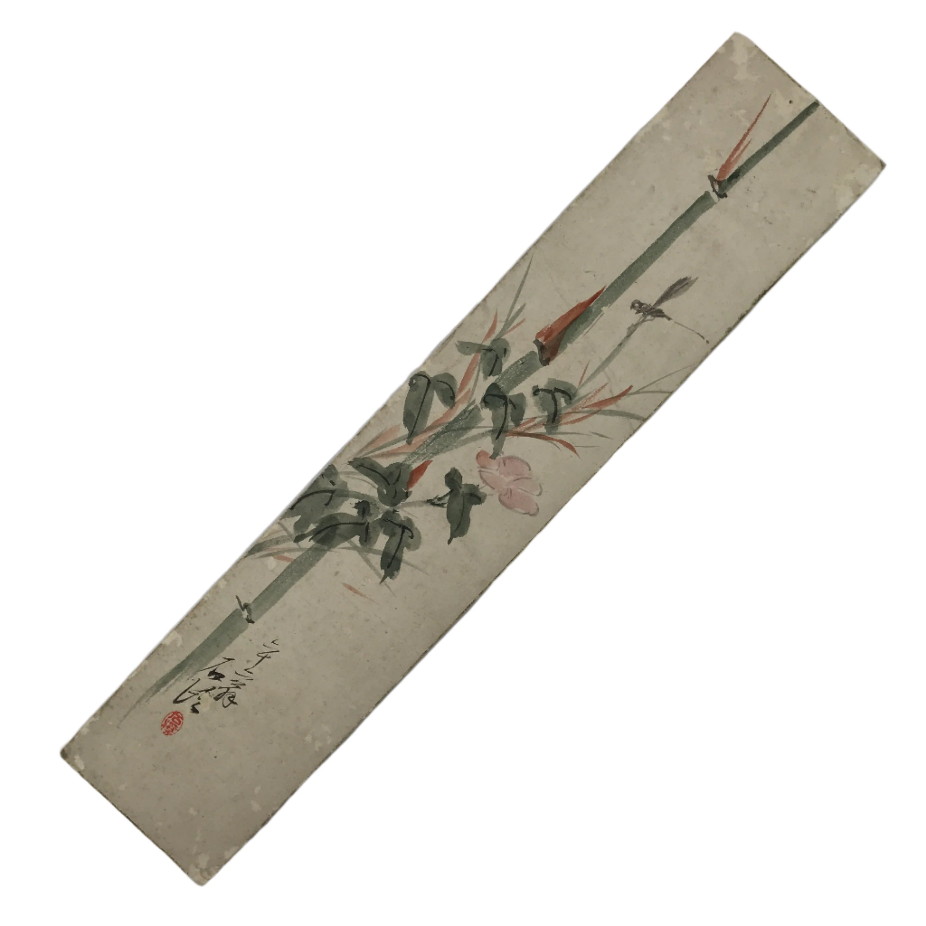 Japanese Tanzaku Shikishi Art Board Bamboo Pink Flower Morning Glory A733