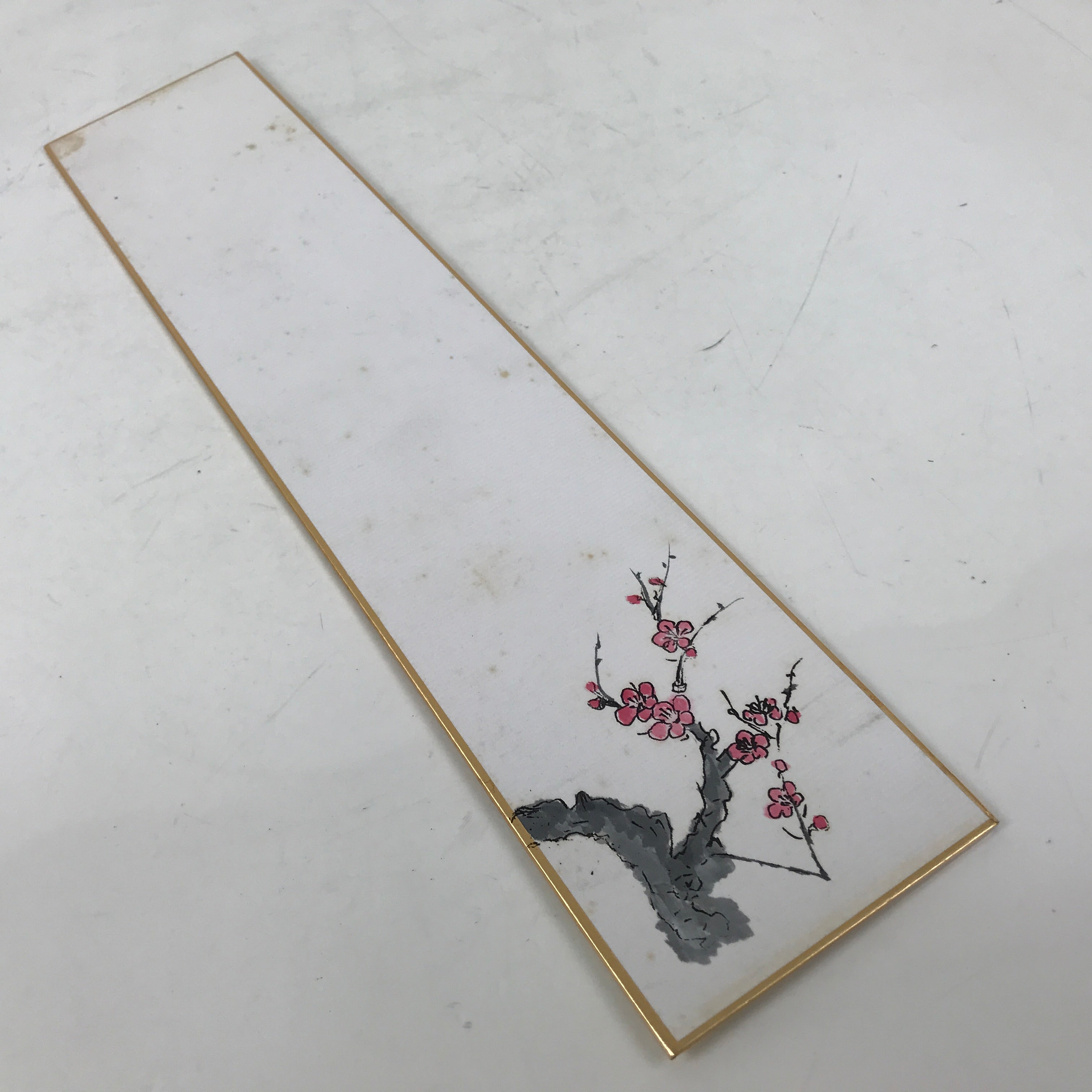 Japanese Tanzaku Shikishi Art Board Blank Empty Plum Flower Ume Pink Black A753