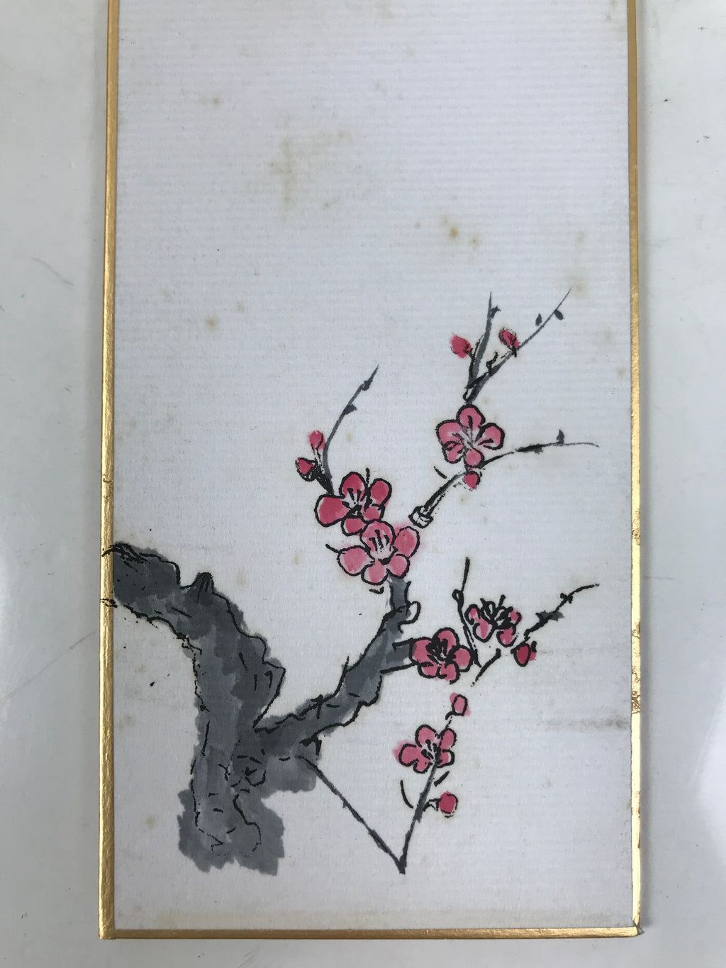 Japanese Tanzaku Shikishi Art Board Blank Empty Plum Flower Ume Pink Black A753