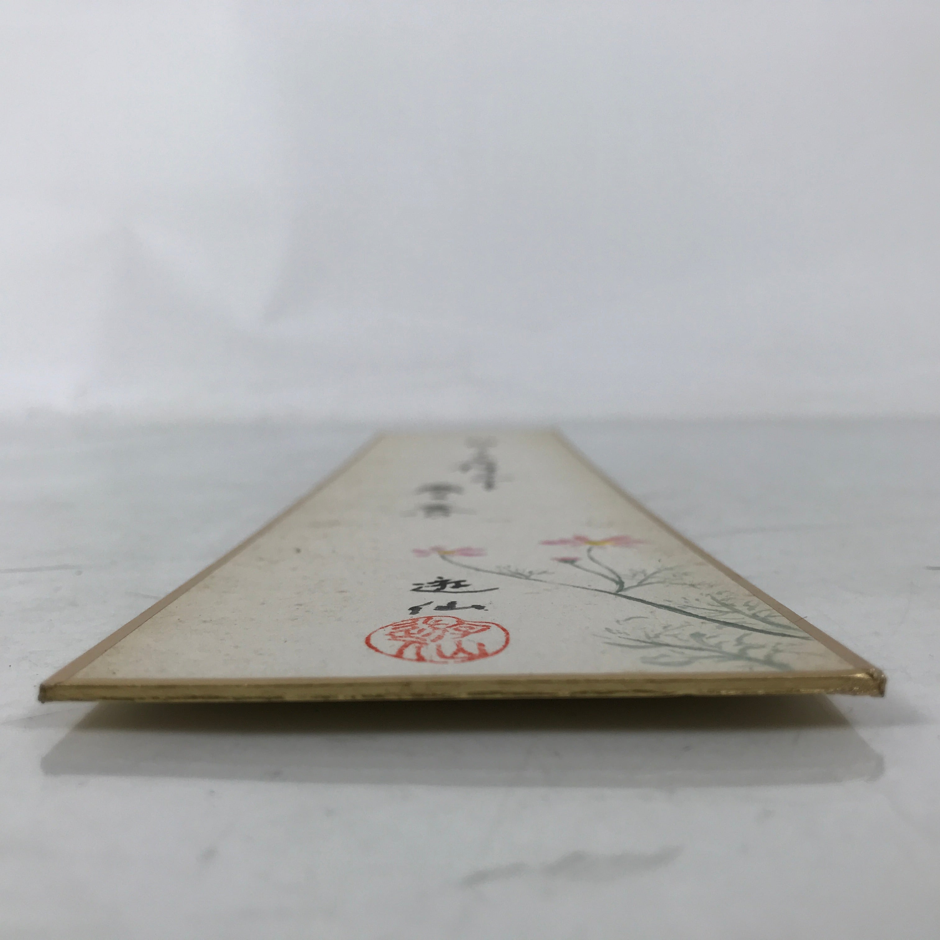 Japanese Tanzaku Shikishi Art Board Calligraphy Poem Autumn Cosmos Flower A754