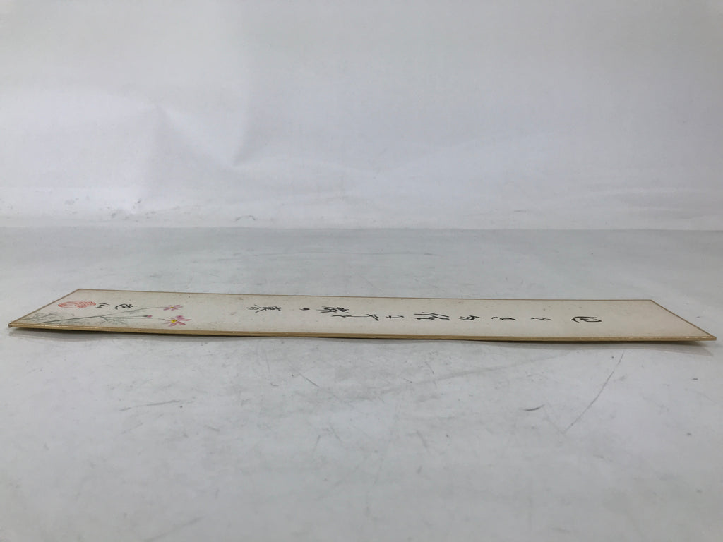 Japanese Tanzaku Shikishi Art Board Calligraphy Poem Autumn Cosmos Flower A754