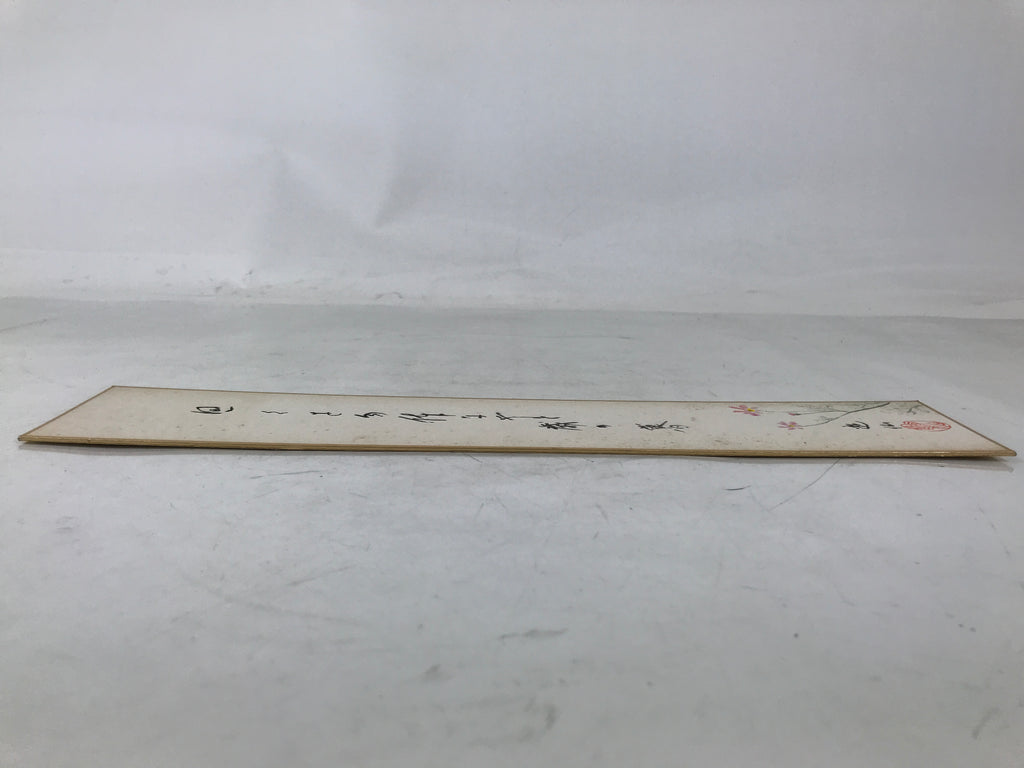 Japanese Tanzaku Shikishi Art Board Calligraphy Poem Autumn Cosmos Flower A754