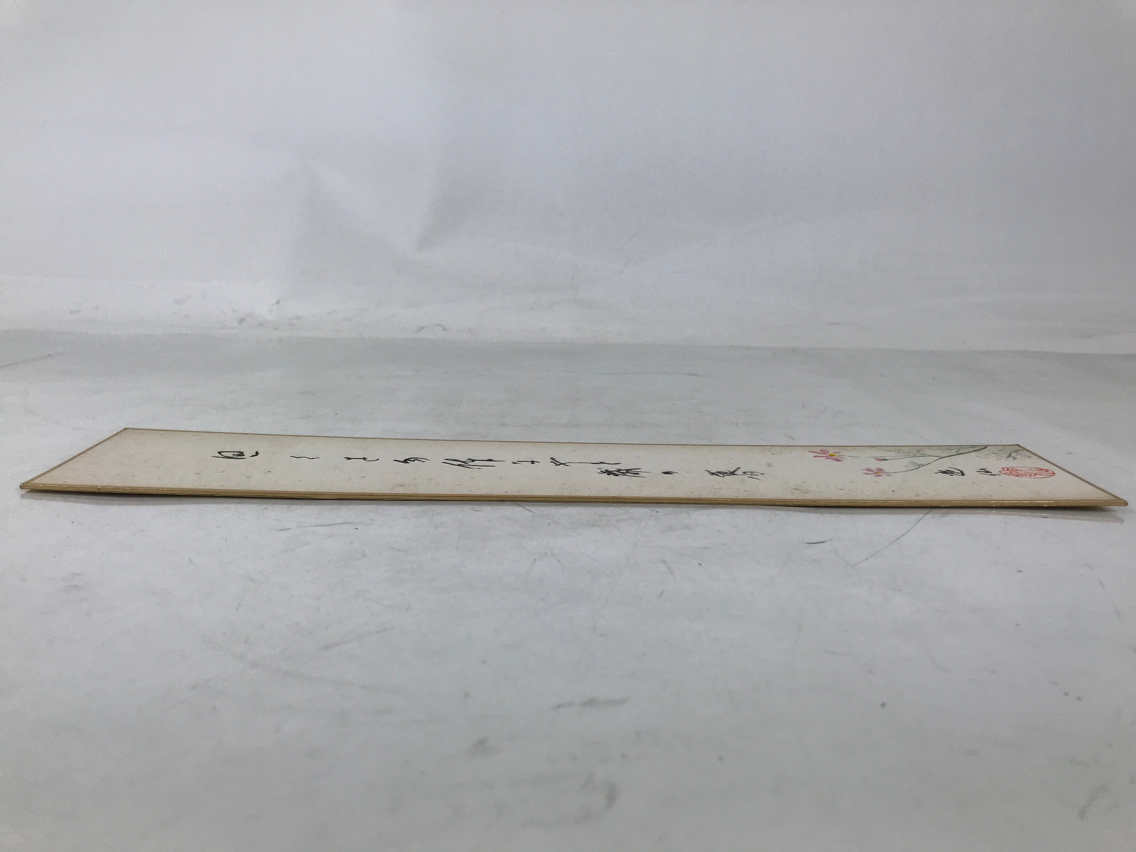 Japanese Tanzaku Shikishi Art Board Calligraphy Poem Autumn Cosmos Flower A754