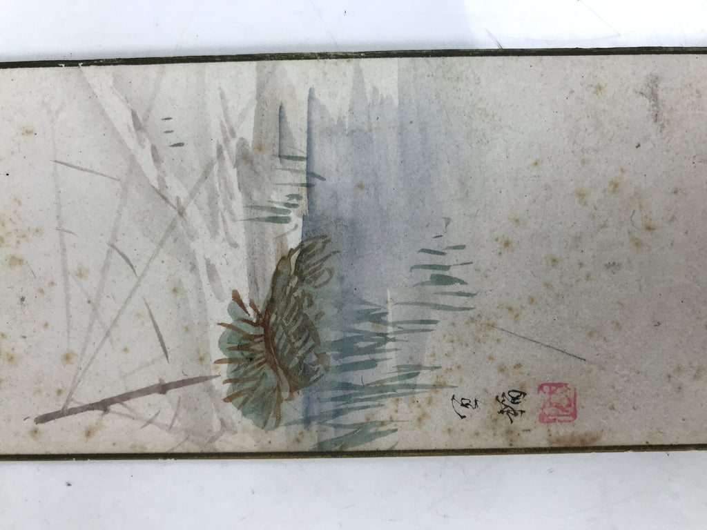 Japanese Tanzaku Shikishi Art Board Painting Fishing Net Pond Color Blue A730