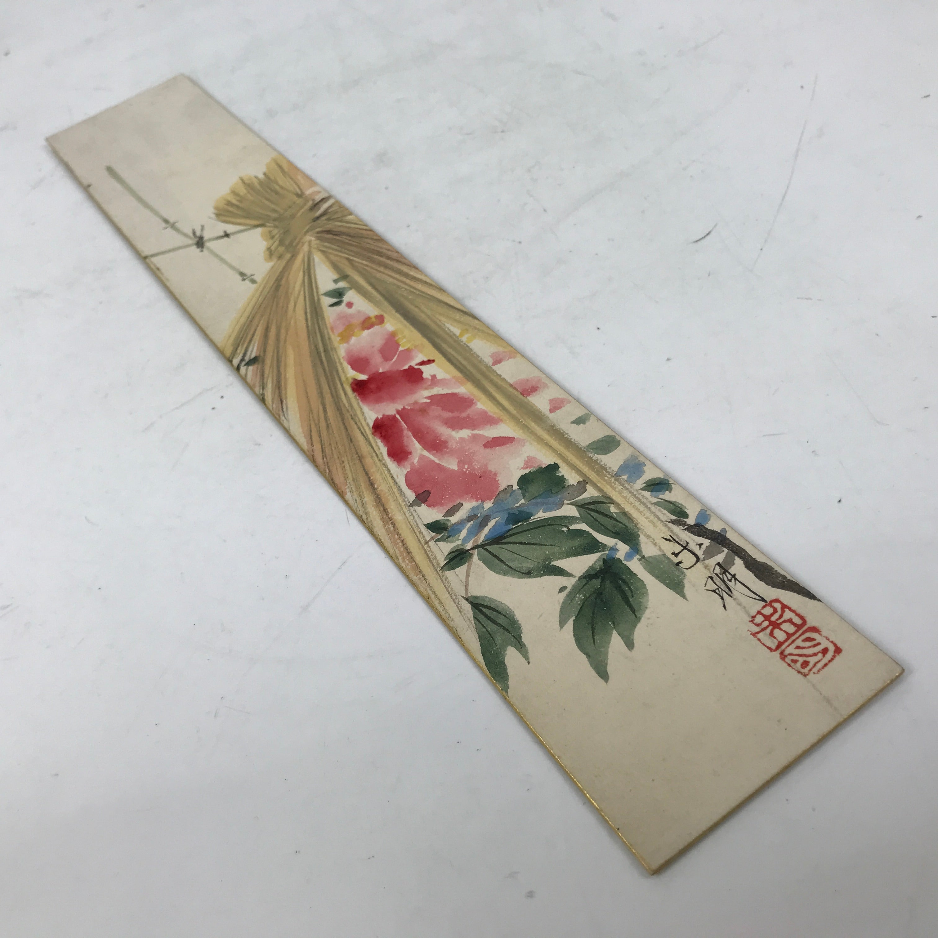 Japanese Tanzaku Shikishi Art Board Straw Hut Peony Winter Spring Color A738