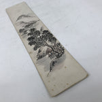 Japanese Tanzaku Shikishi Art Board Vtg Mountain Trees House Subtle Color A739