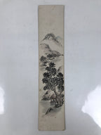 Japanese Tanzaku Shikishi Art Board Vtg Mountain Trees House Subtle Color A739