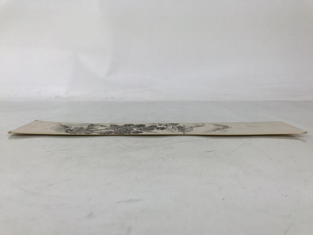 Japanese Tanzaku Shikishi Art Board Vtg Mountain Trees House Subtle Color A739