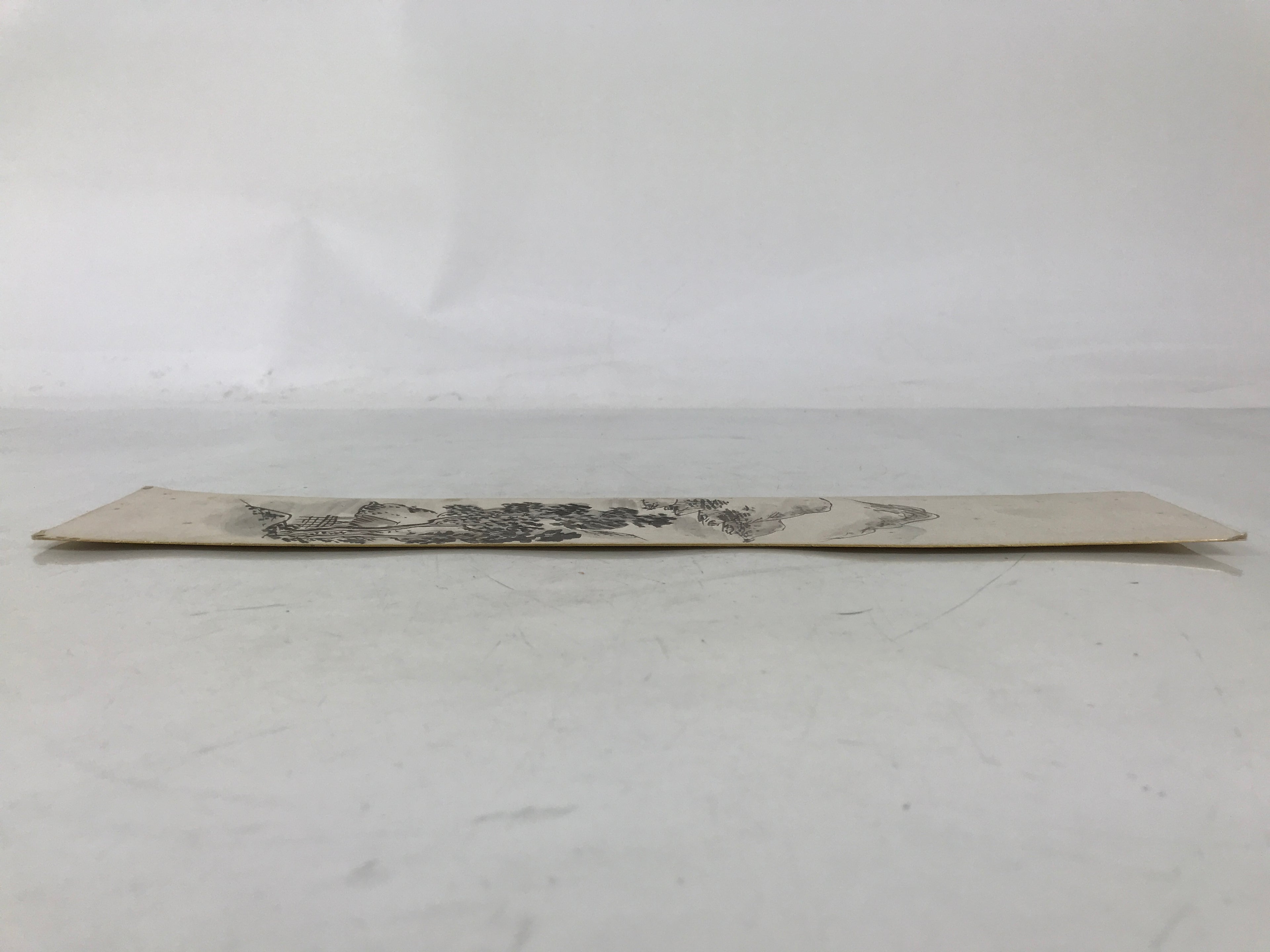 Japanese Tanzaku Shikishi Art Board Vtg Mountain Trees House Subtle Color A739
