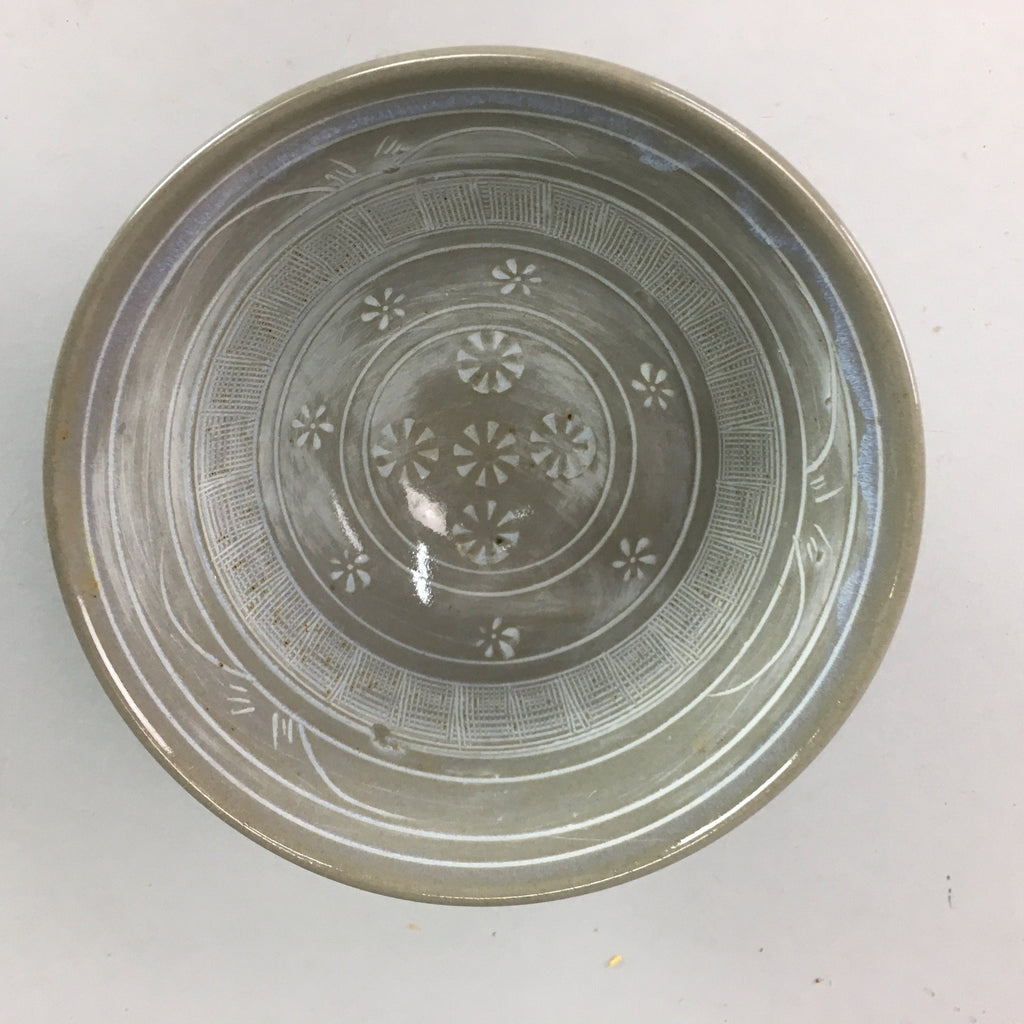 Japanese Tea Ceremony Bowl Matcha Chawan Pottery Gray Signed Ceramic GTB325