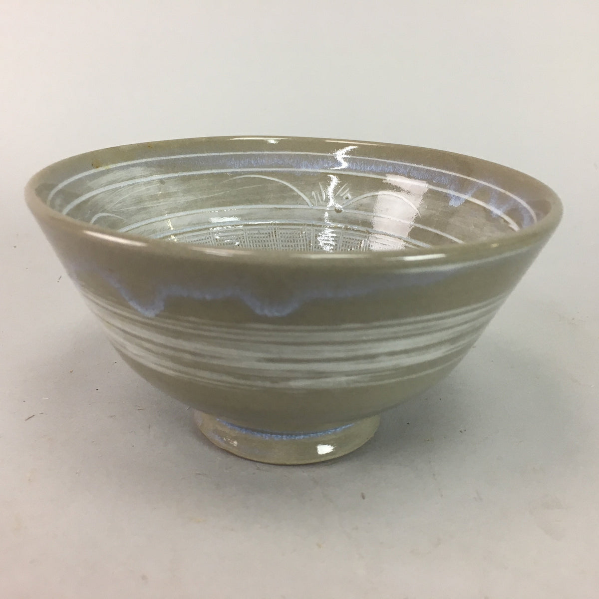 Japanese Tea Ceremony Bowl Matcha Chawan Pottery Gray Signed Ceramic GTB325